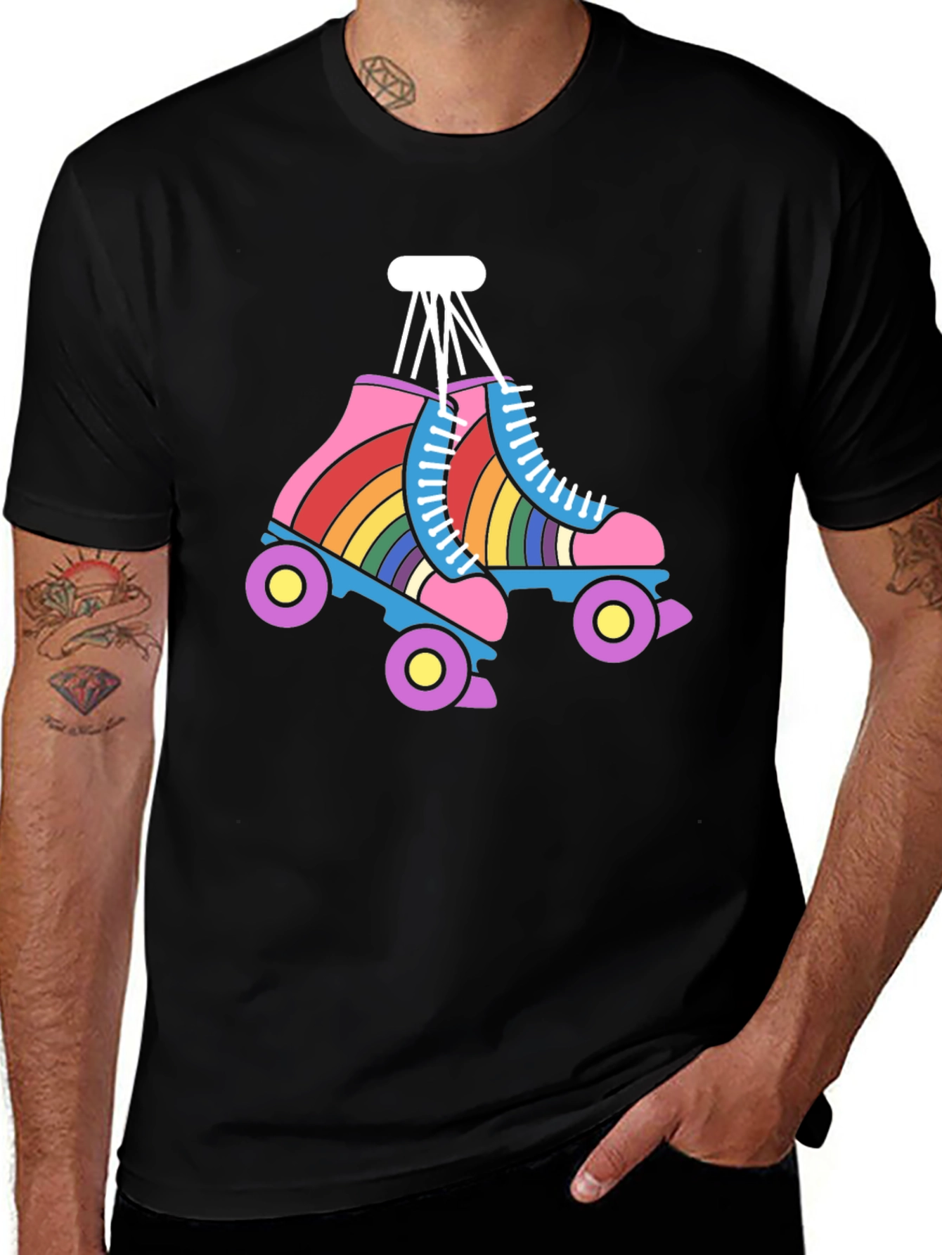 Variant 14 of Rainbow Roller Skate Graphic Tee - Cool Skater Style