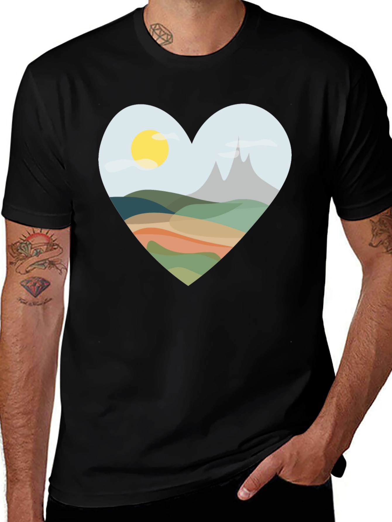 Variant 28 of Heart Landscape Graphic Tee - Black