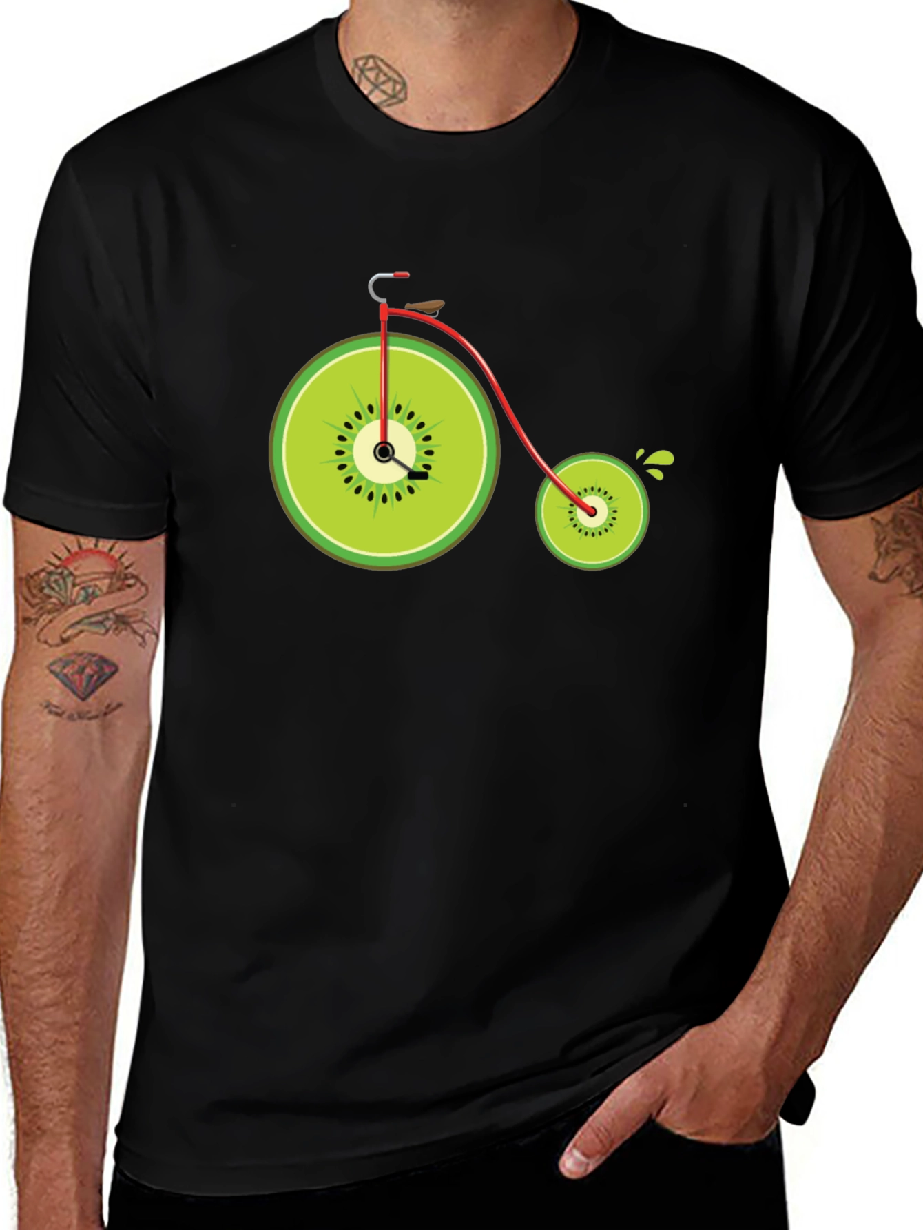 Variant 7 of Kiwi Bike Graphic Tee - Quirky Fruit Bicycle Design
