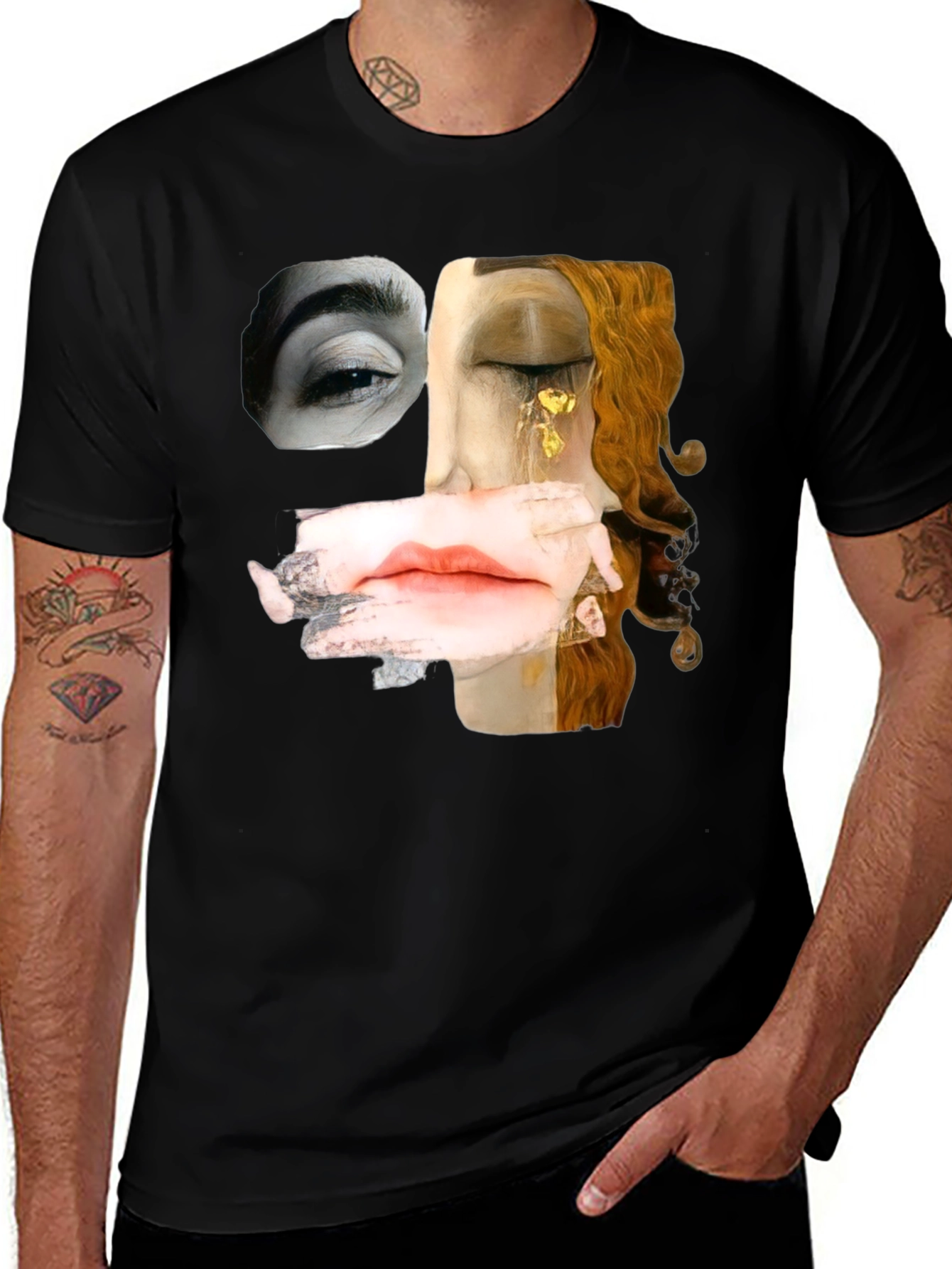 Variant 11 of Abstract Face Print Black T-Shirt