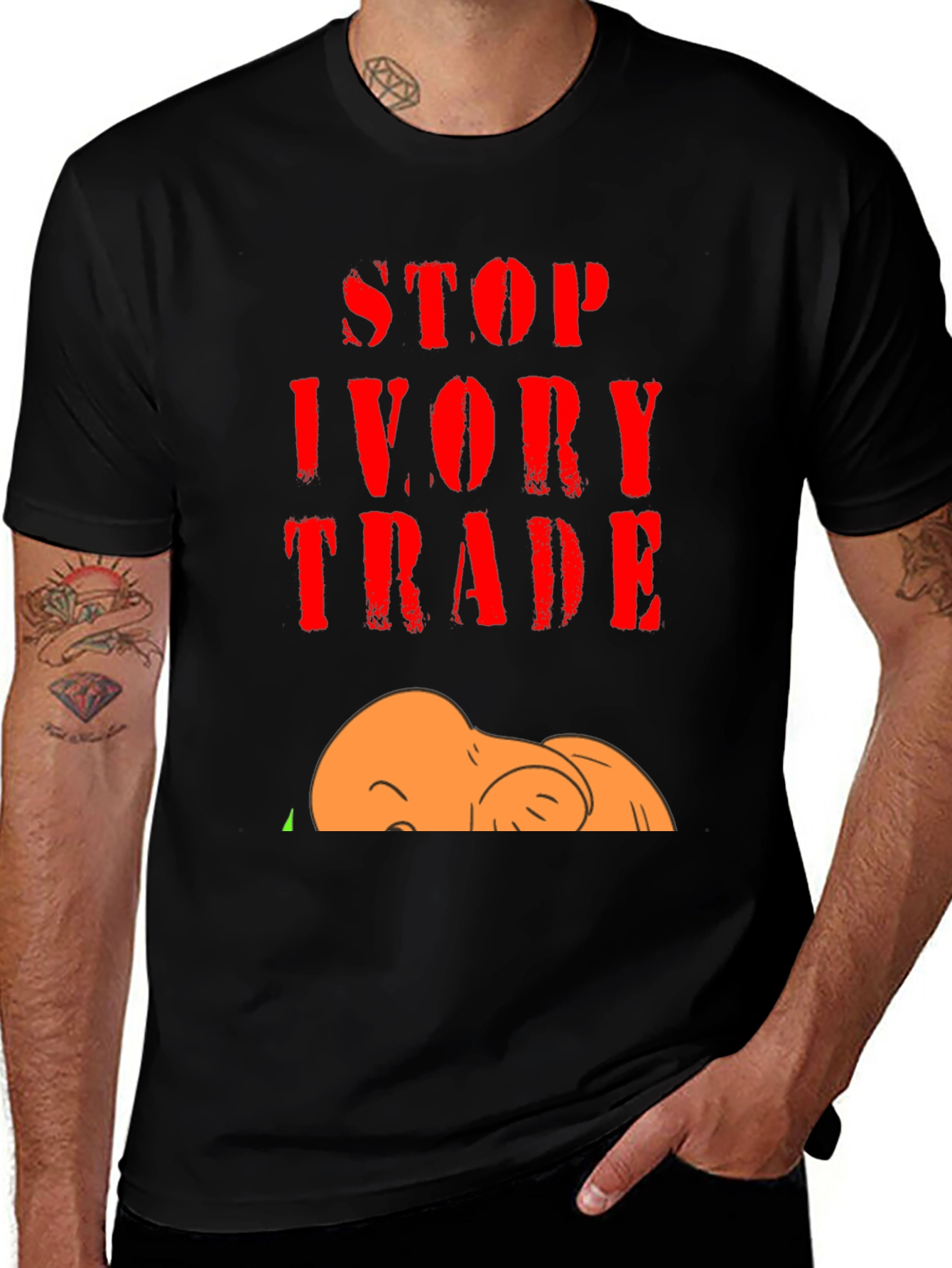Variant 30 of Stop Ivory Trade Black Graphic Tee - Men's