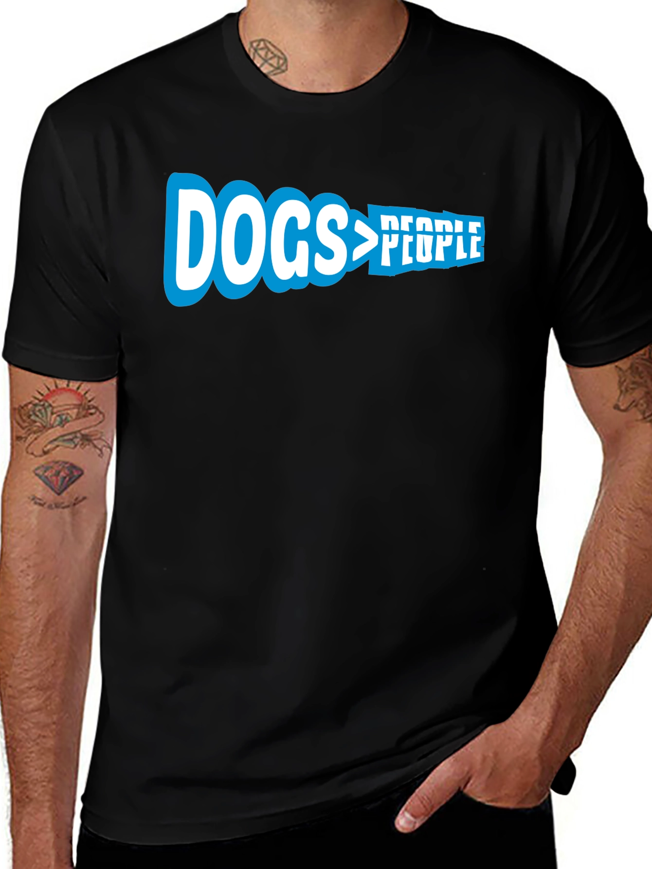 Variant 29 of Dogs > People Graphic Tee - Black Cotton T-Shirt