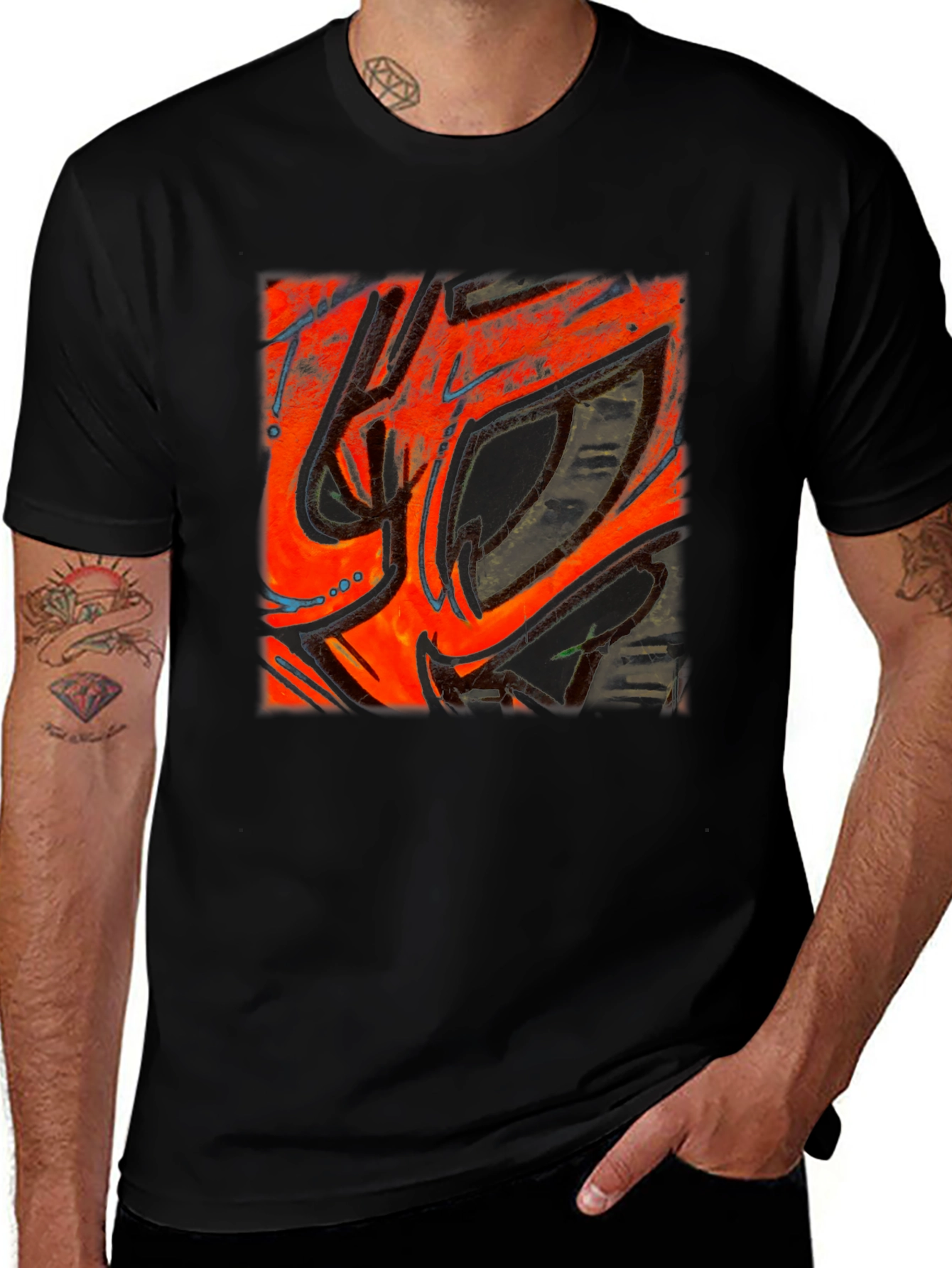 Variant 13 of Urban Graffiti Graphic Black T-Shirt