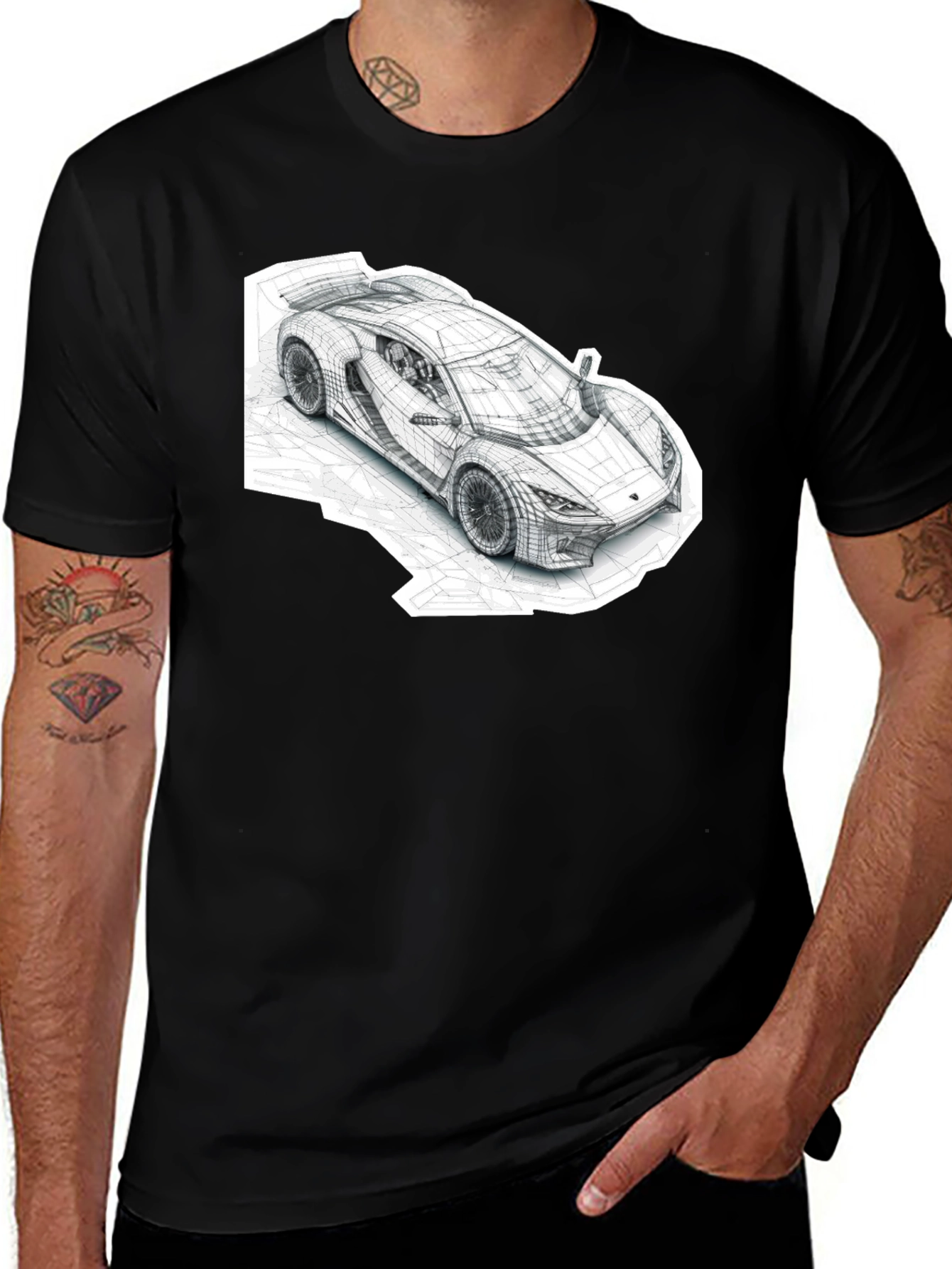 Variant 13 of Car Blueprint T-Shirt - Sleek Automotive Style