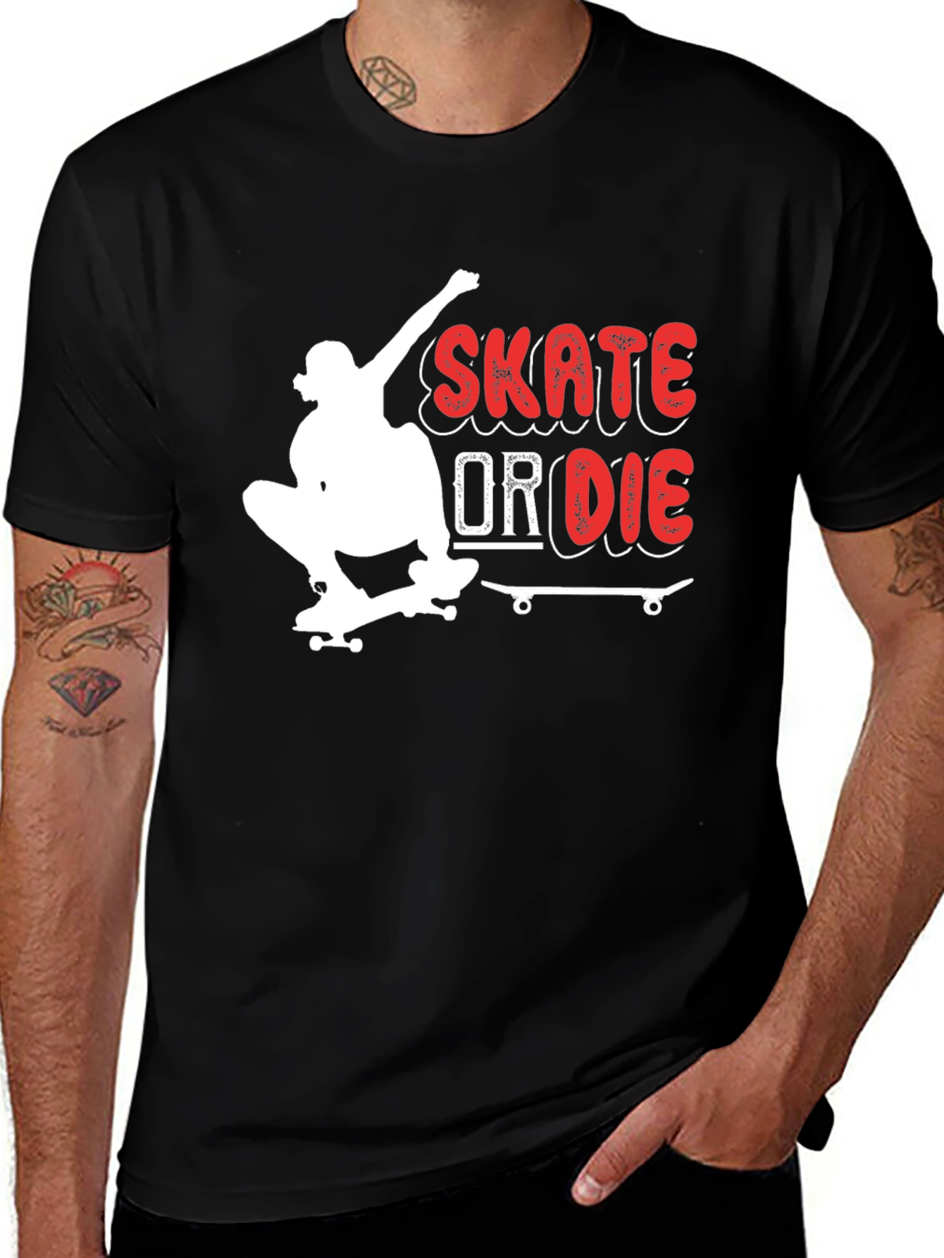 Variant 23 of Skate or Die Graphic Tee - Black Cotton Skateboard Shirt