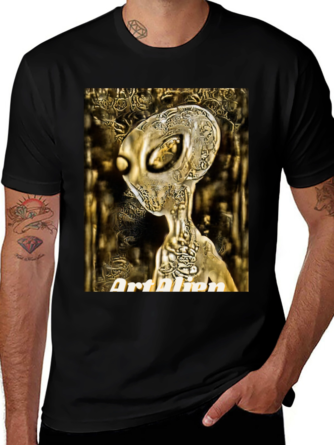 Variant 17 of Art Alien Black T-Shirt - Unique Graphic Tee