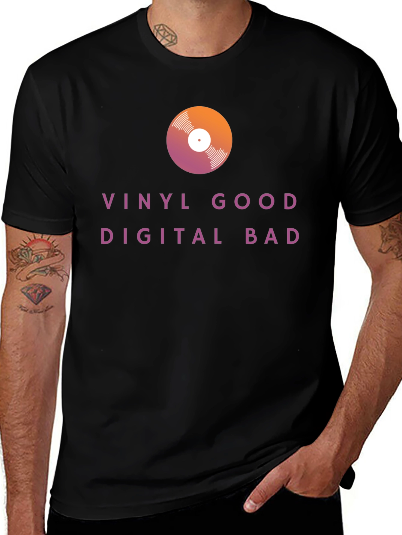 Black Vinyl Good Digital Bad Graphic Tee main image