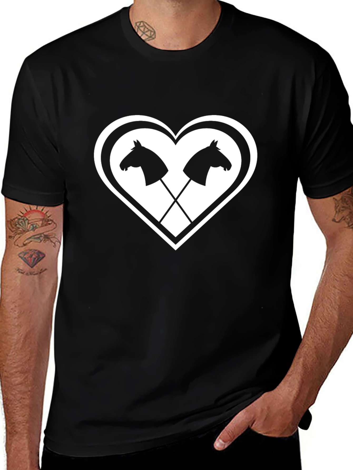 Variant 13 of Horse Lover T-Shirt - Heart Stick Horse Design
