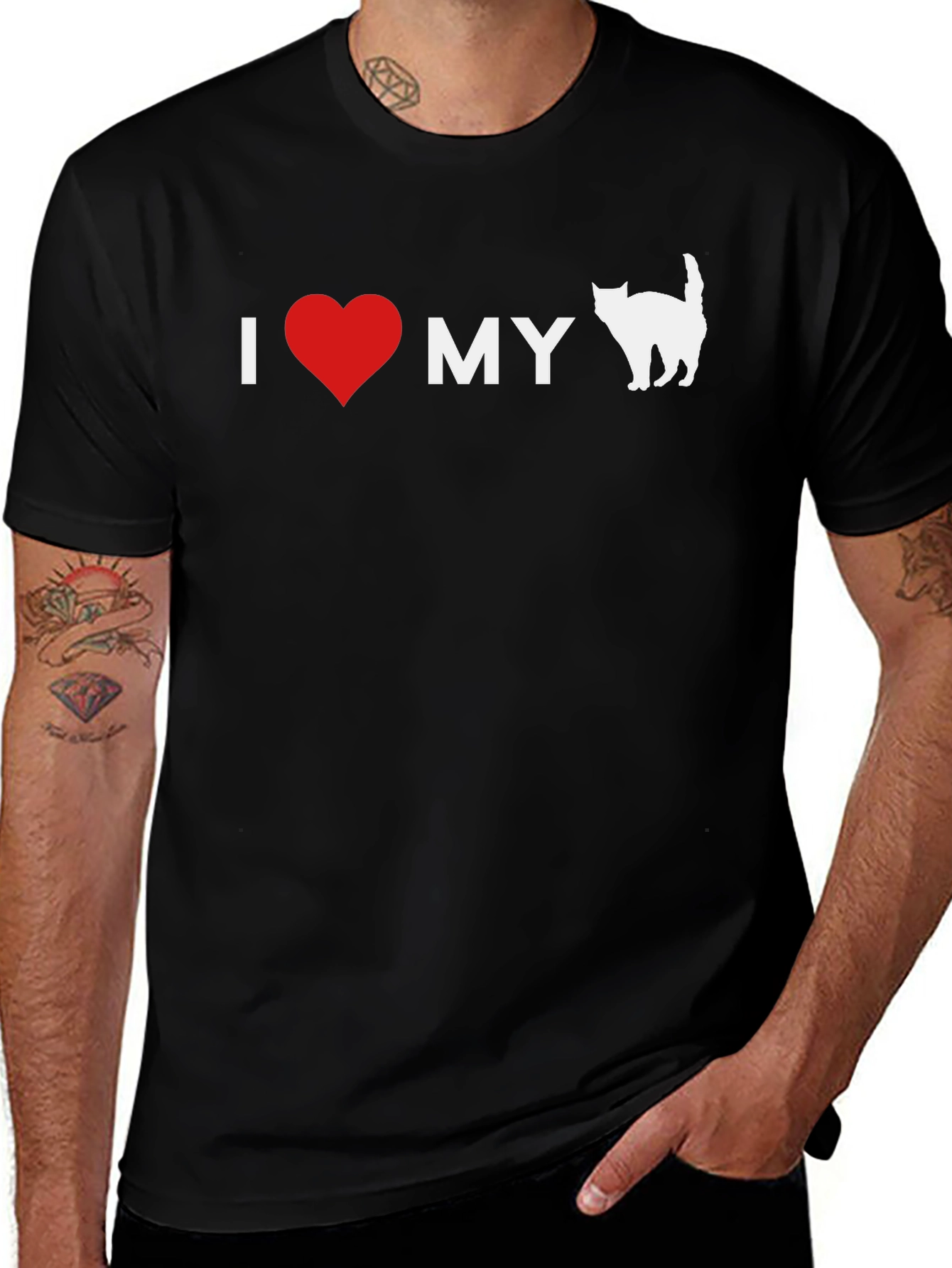 Variant 5 of I Heart My Cat T-Shirt - Black Graphic Tee
