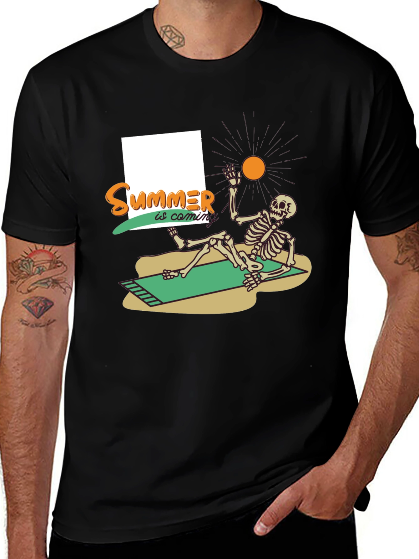 Variant 2 of Summer Skeleton T-Shirt - Beach Vibes, Relaxed Fit
