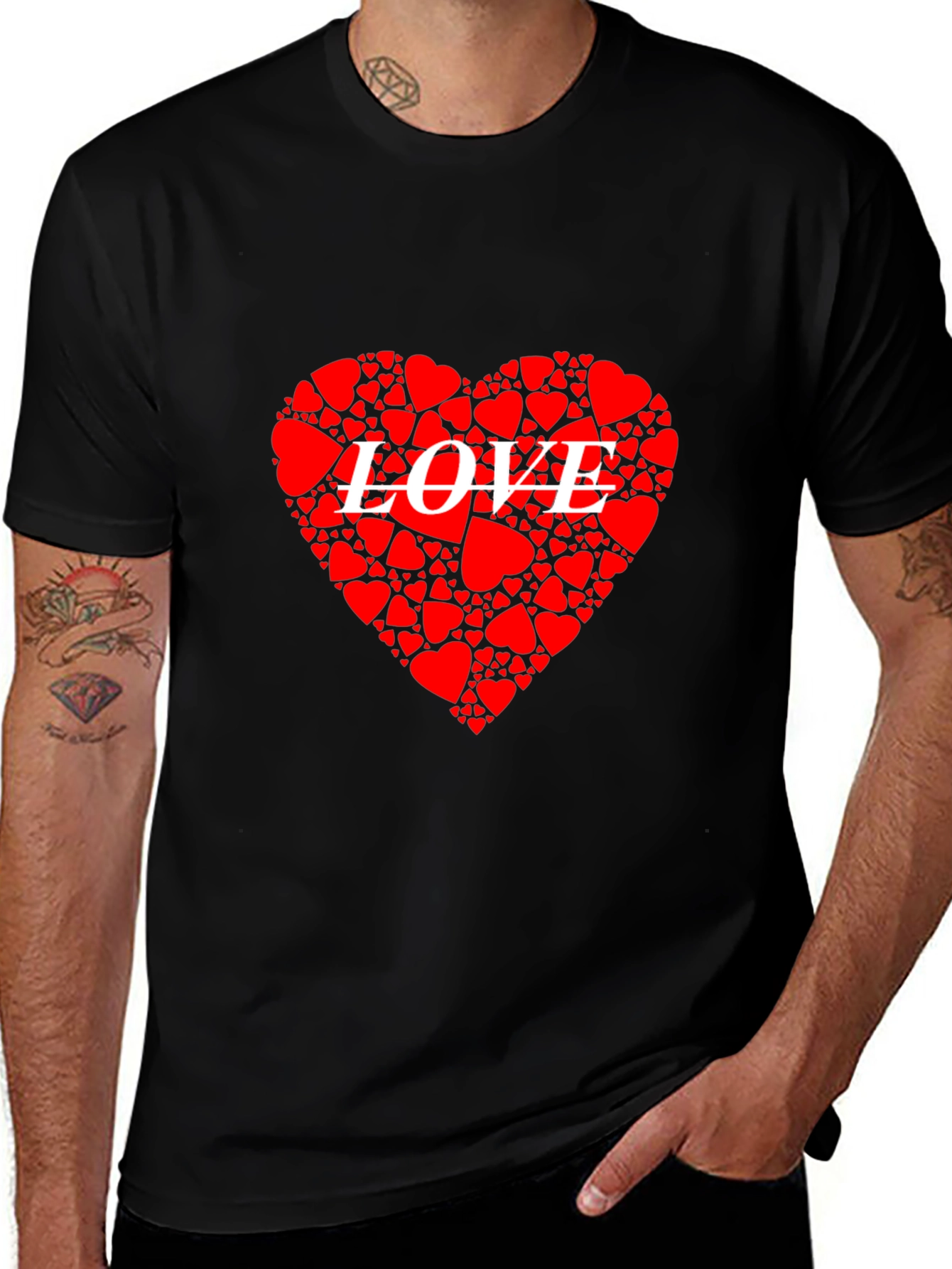 Variant 24 of Heart LOVE Graphic Black T-Shirt