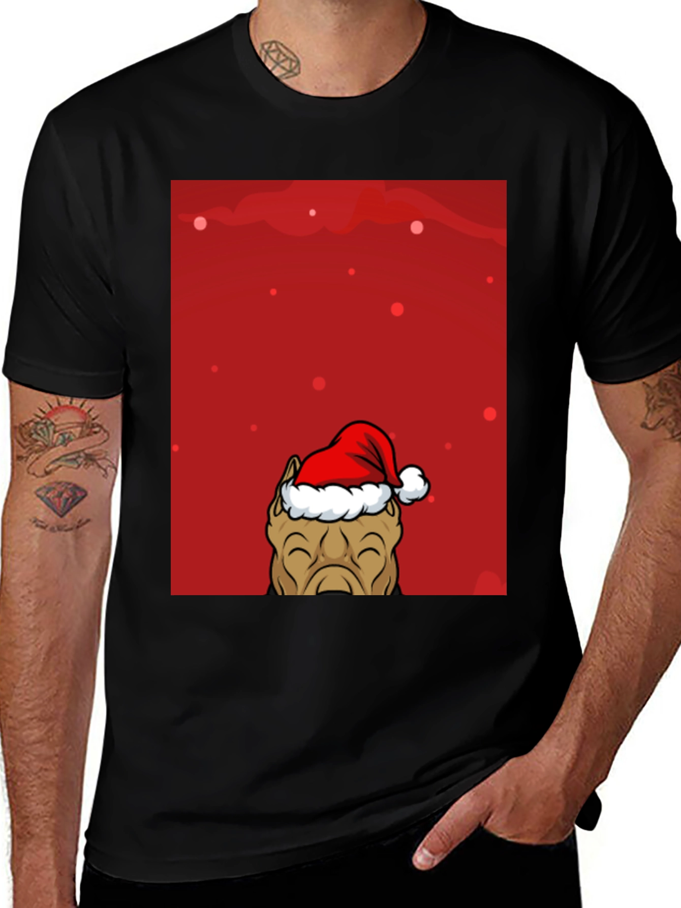 Variant 18 of Dog with Santa Hat Graphic T-Shirt