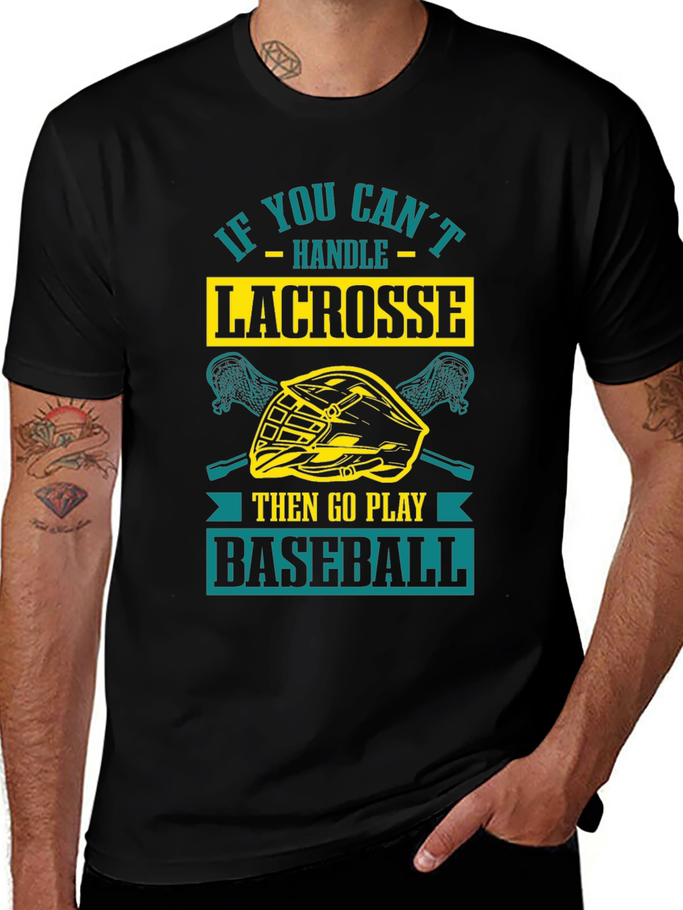 Black Lacrosse vs. Baseball Graphic Tee main image
