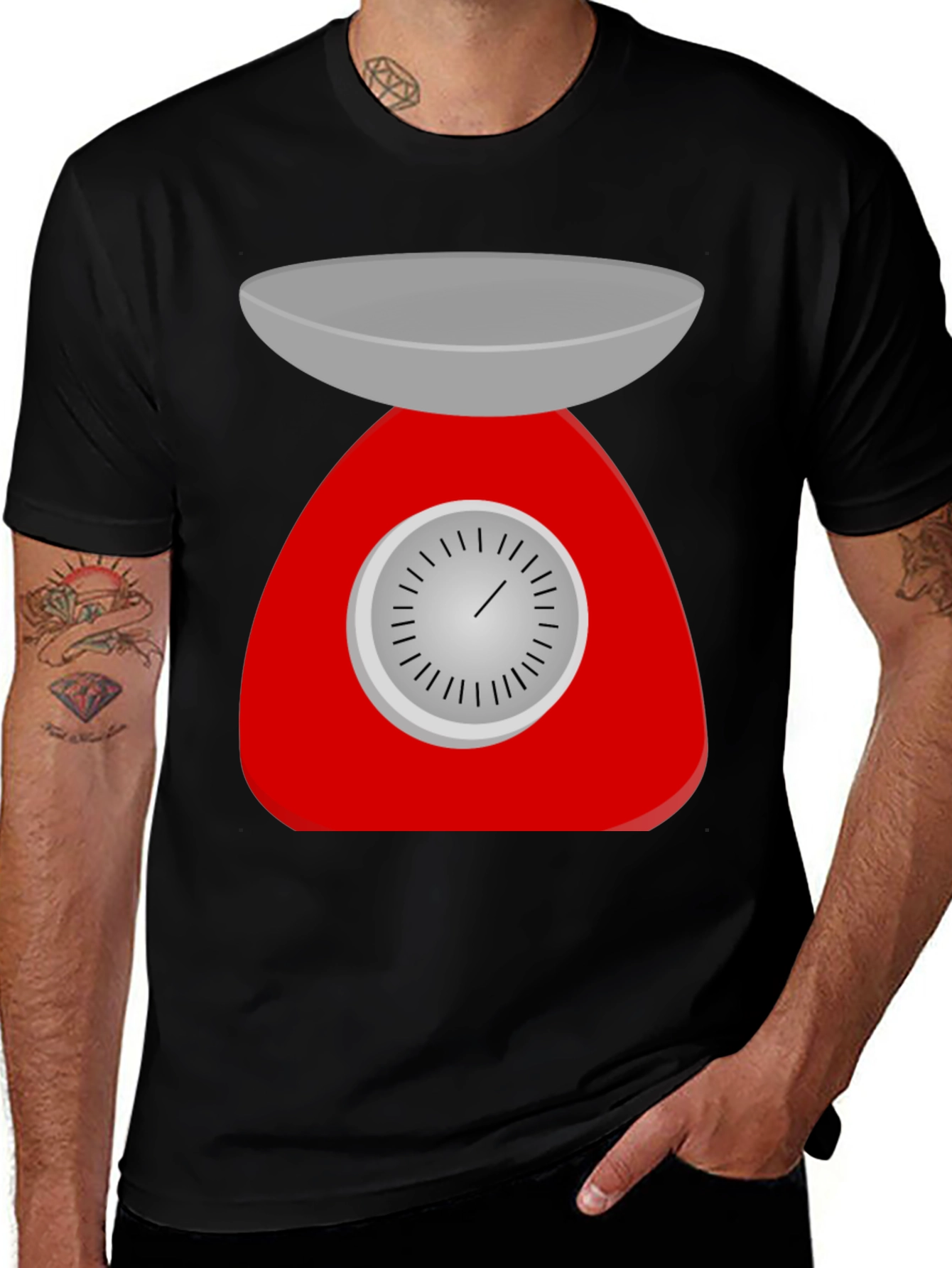 Variant 12 of Retro Kitchen Scale Graphic Tee - Black