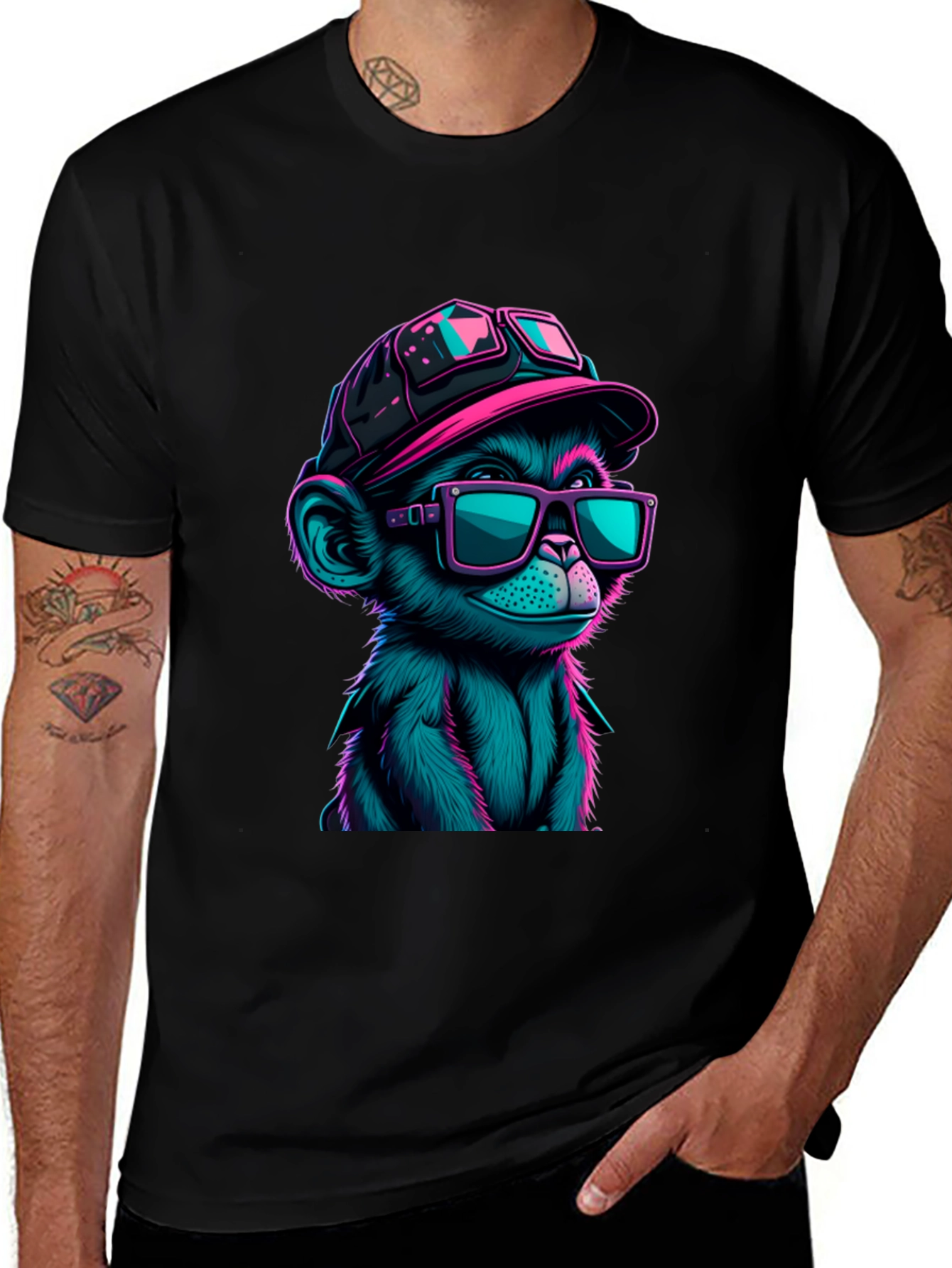 Variant 12 of Cool Monkey Graphic Tee - Neon Ape Design