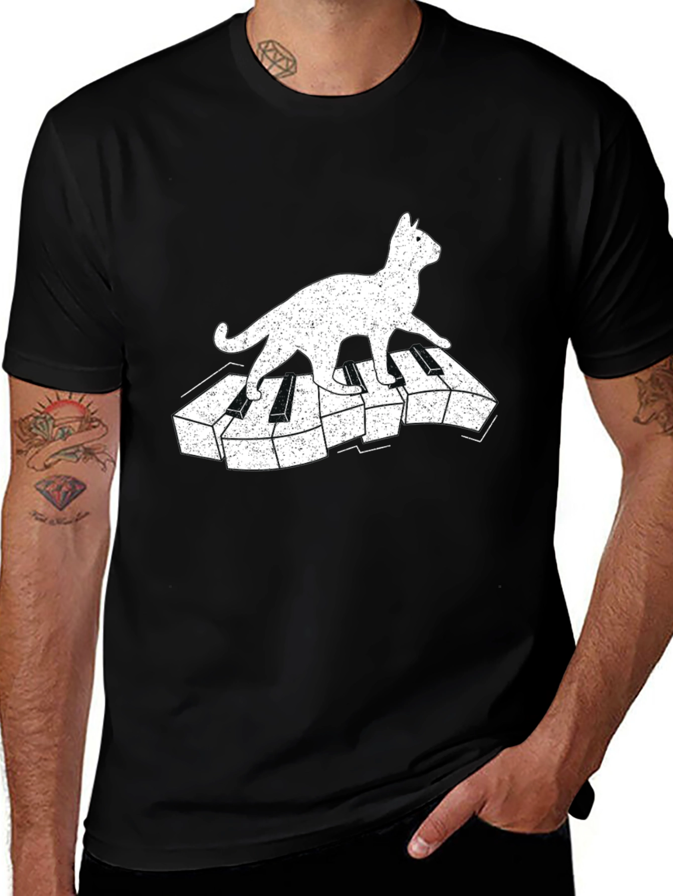 Variant 13 of Cat on Piano Keys Graphic Tee