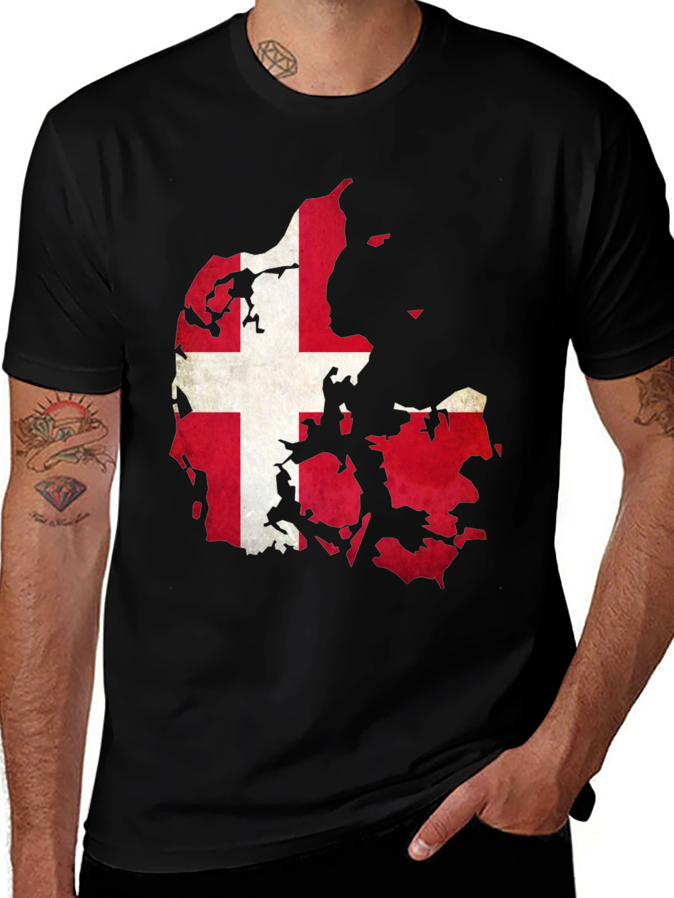 Denmark Flag Map Graphic Tee - Black