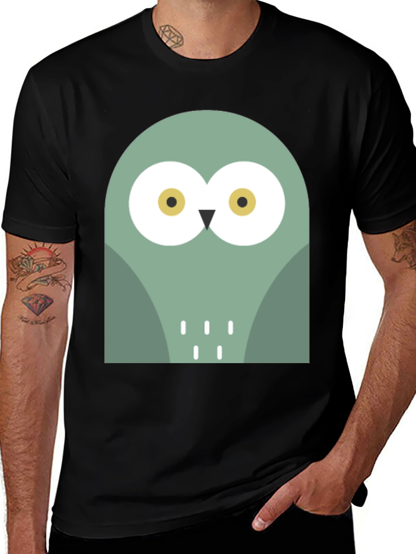 Variant 26 of Owl Graphic Print Crew Neck T-Shirt