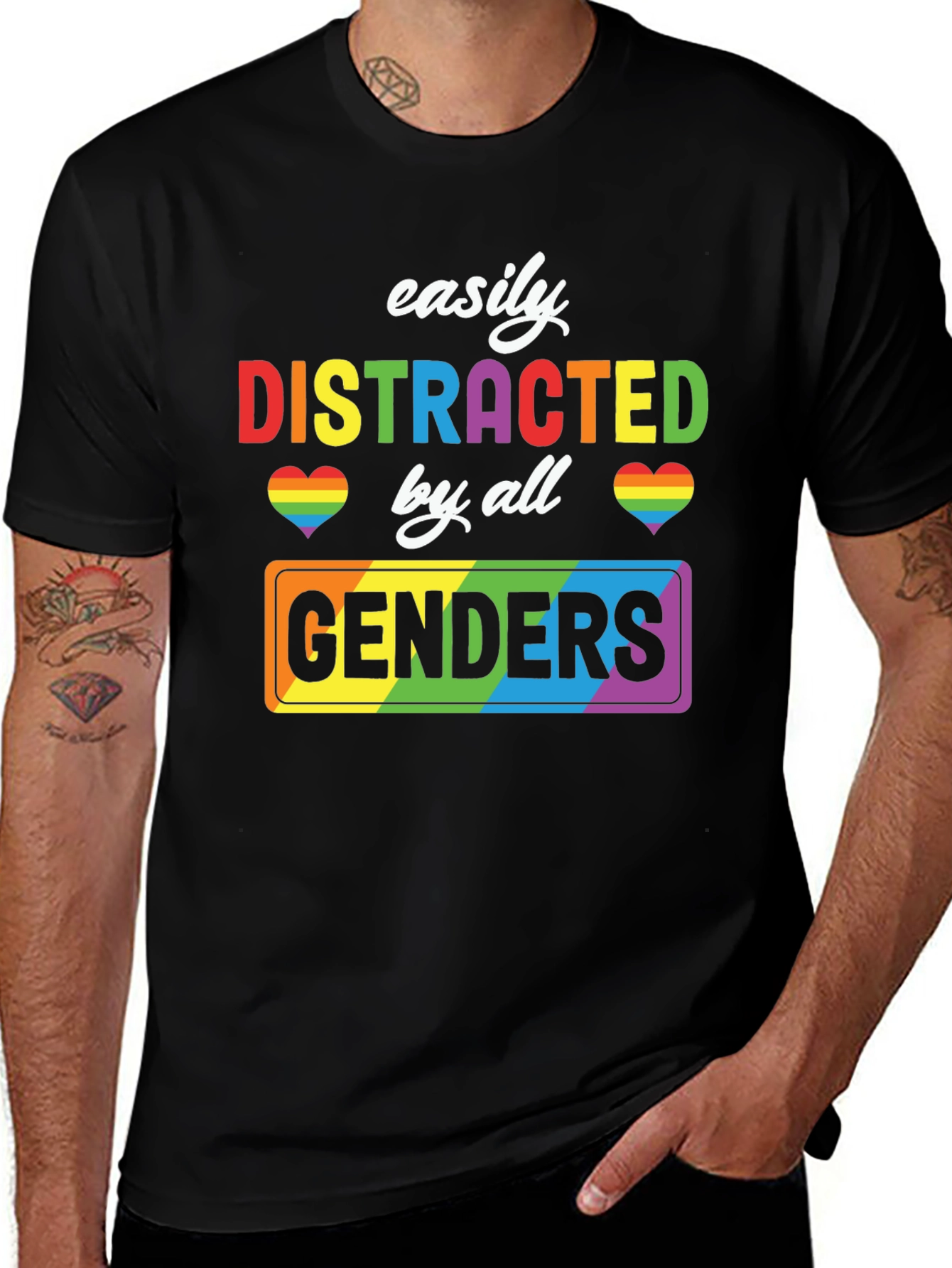 Easily Distracted by All Genders LGBTQ+ Pride T-Shirt