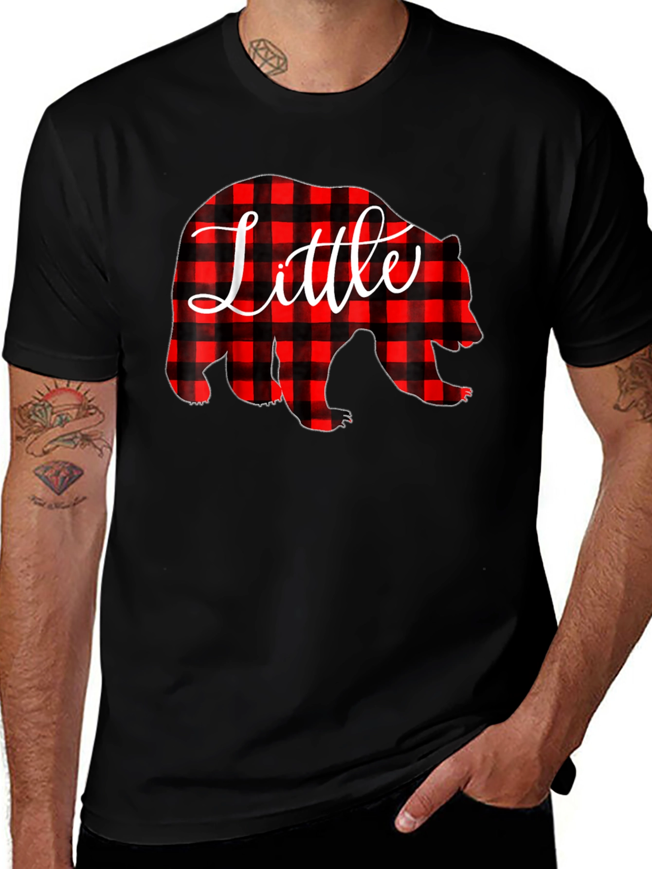 Little Bear Buffalo Plaid Graphic Tee