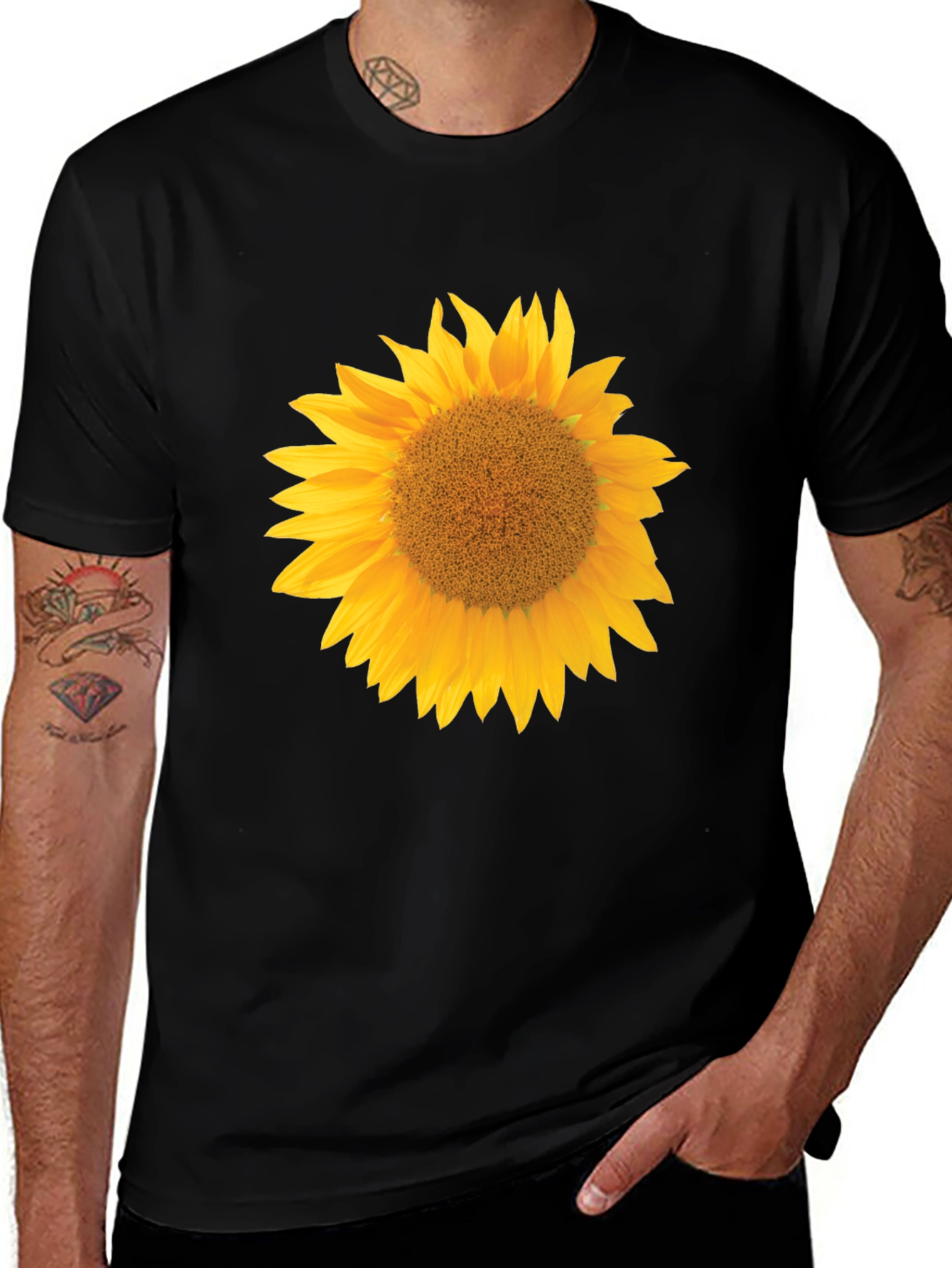 Variant 29 of Sunflower Graphic T-Shirt - Black Cotton Tee