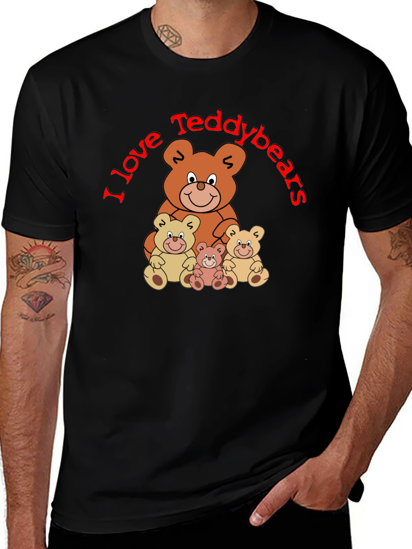 I Love Teddybears Black T-Shirt