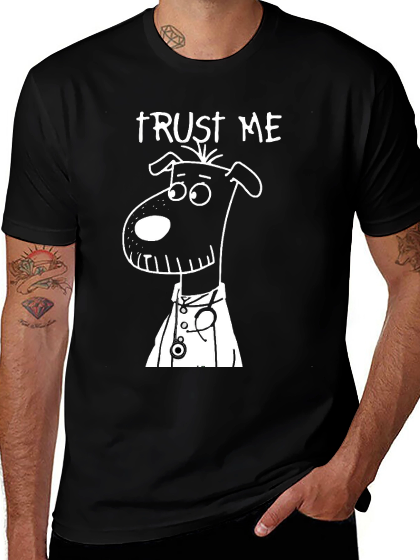Variant 7 of Trust Me I'm a Dogtor Funny Black T-Shirt