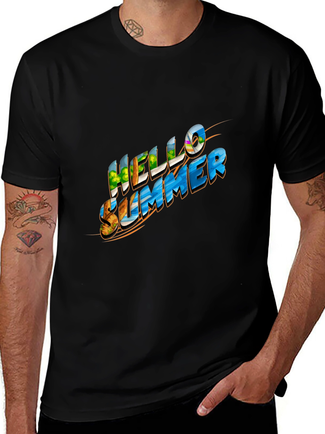 Variant 14 of Hello Summer Graphic Black Tee