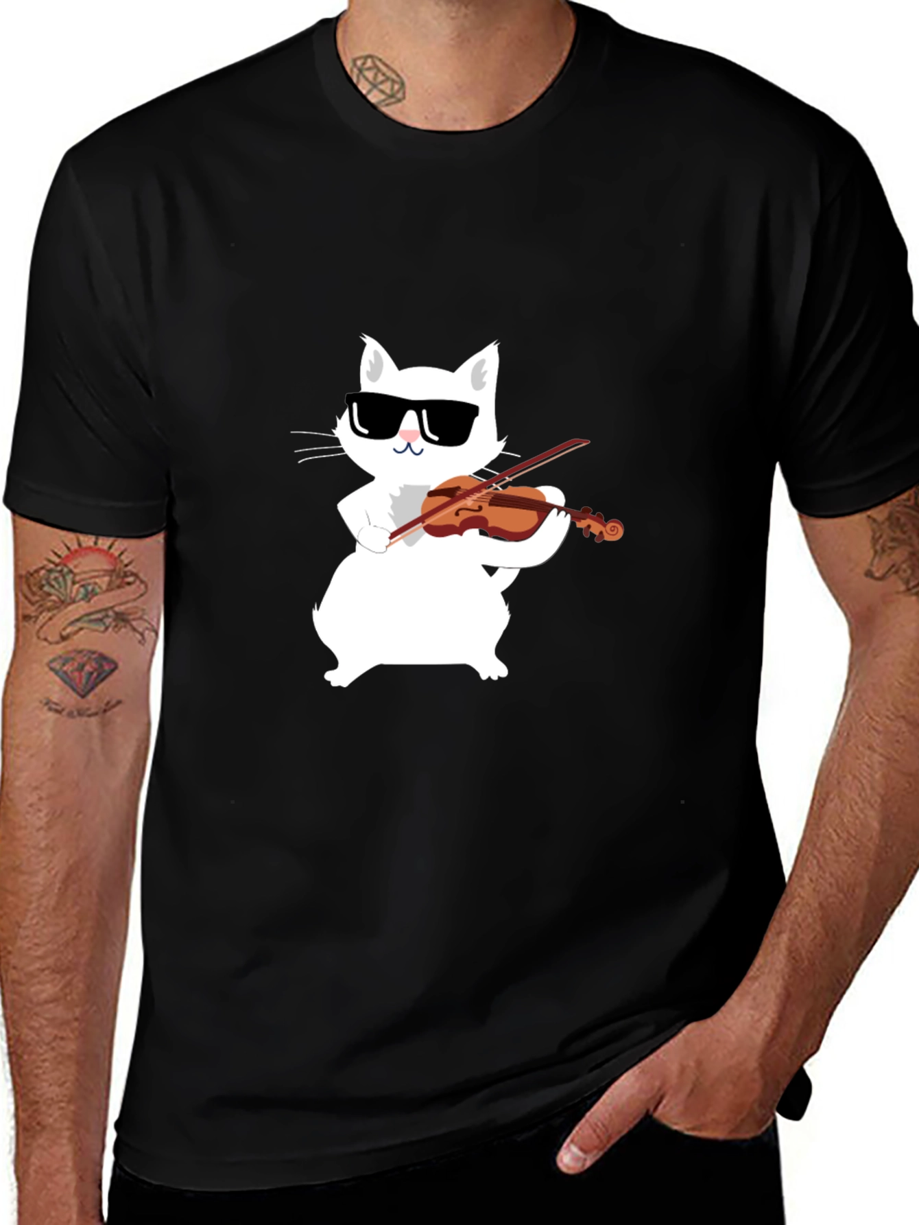 Variant 12 of Cool Cat Violinist Graphic Tee