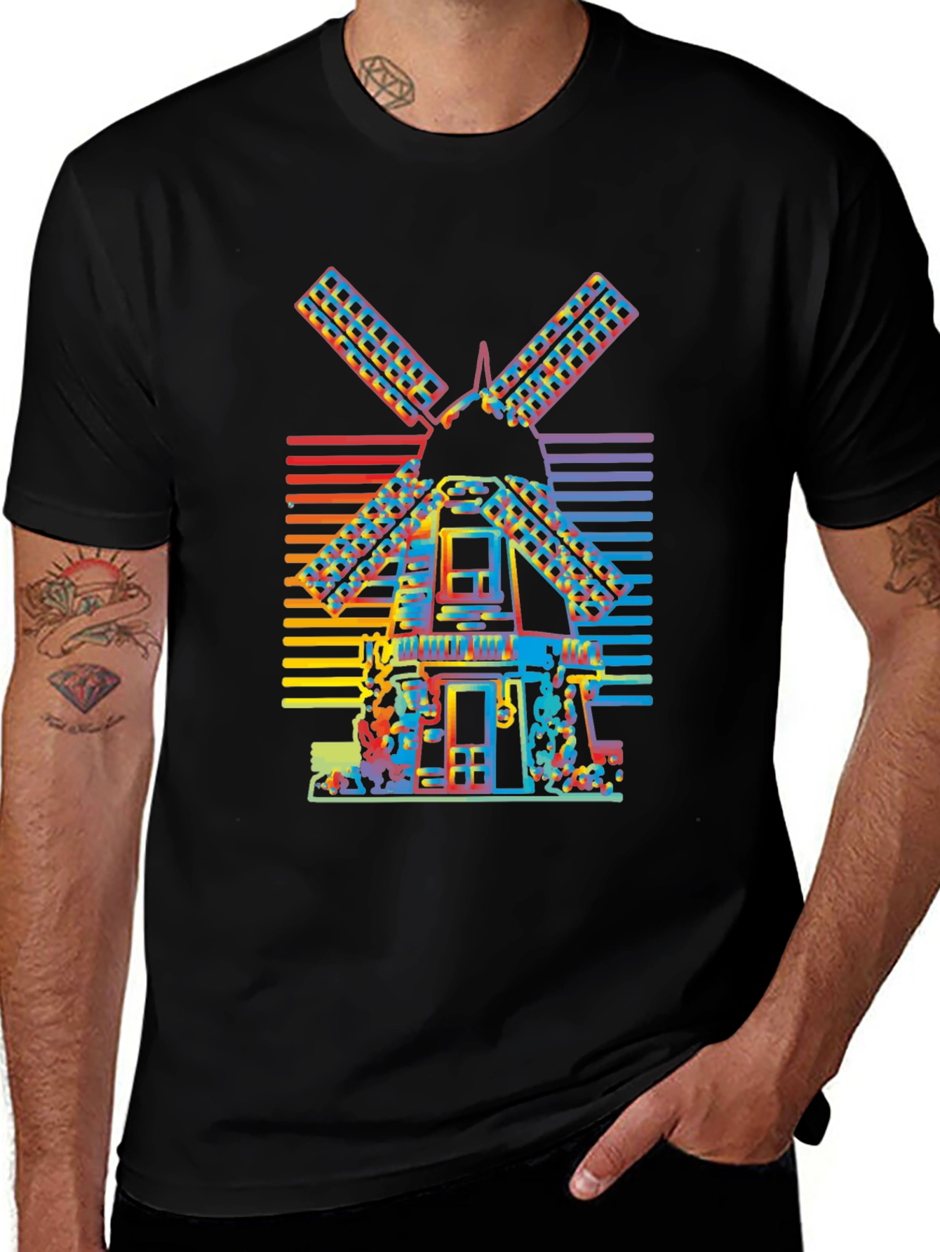 Variant 4 of Colorful Windmill Graphic Tee - Mens