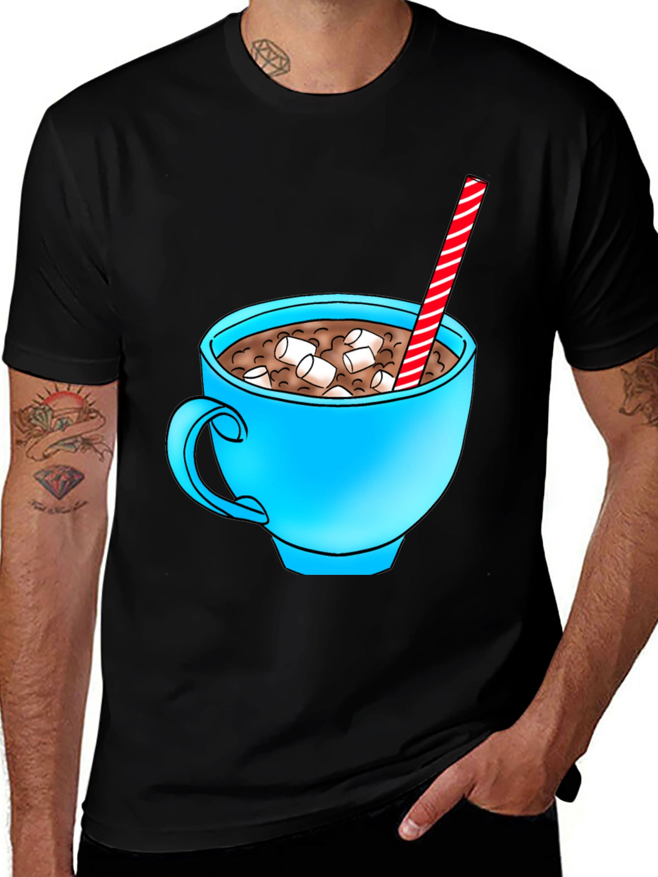Variant 24 of Hot Cocoa Mug Graphic Tee - Black T-Shirt