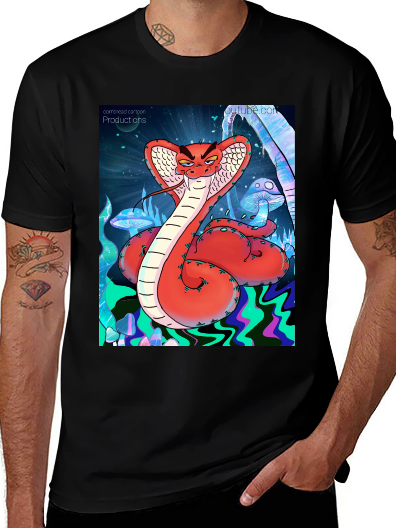Variant 18 of Cobra Cartoon Graphic Tee - Black