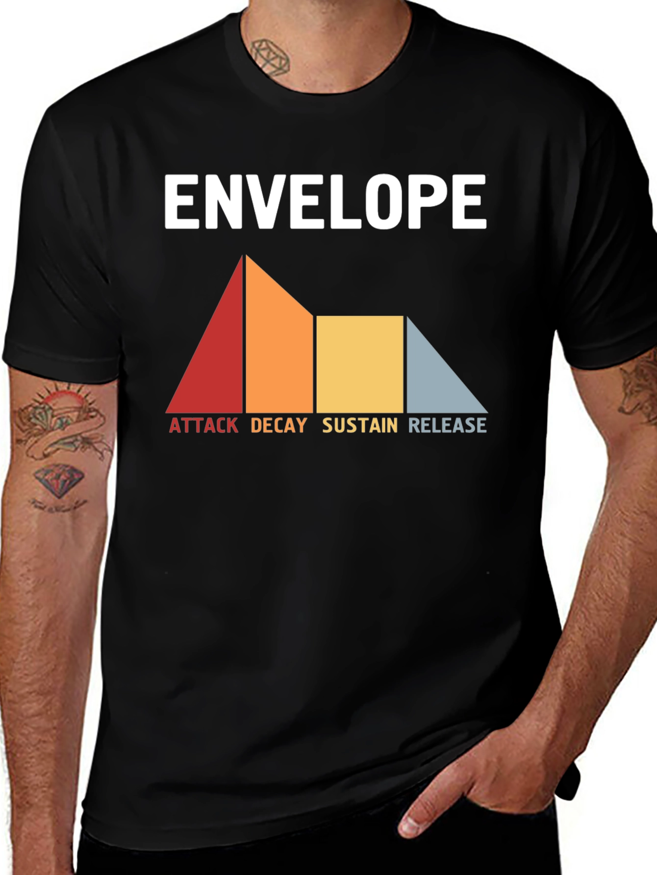 Variant 8 of Envelope Synth ADSR Black T-Shirt