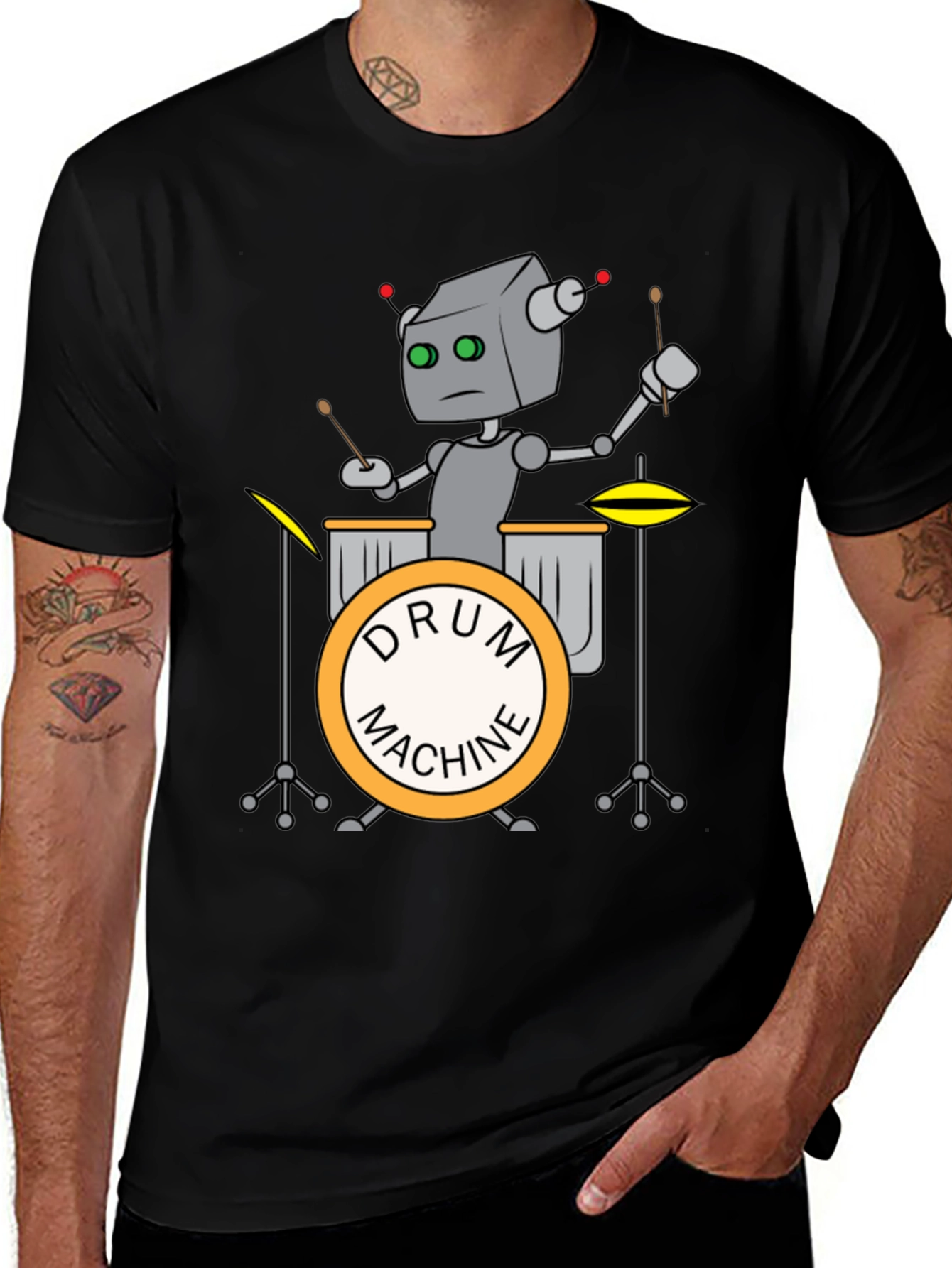 Variant 3 of Drum Machine Robot Graphic T-Shirt