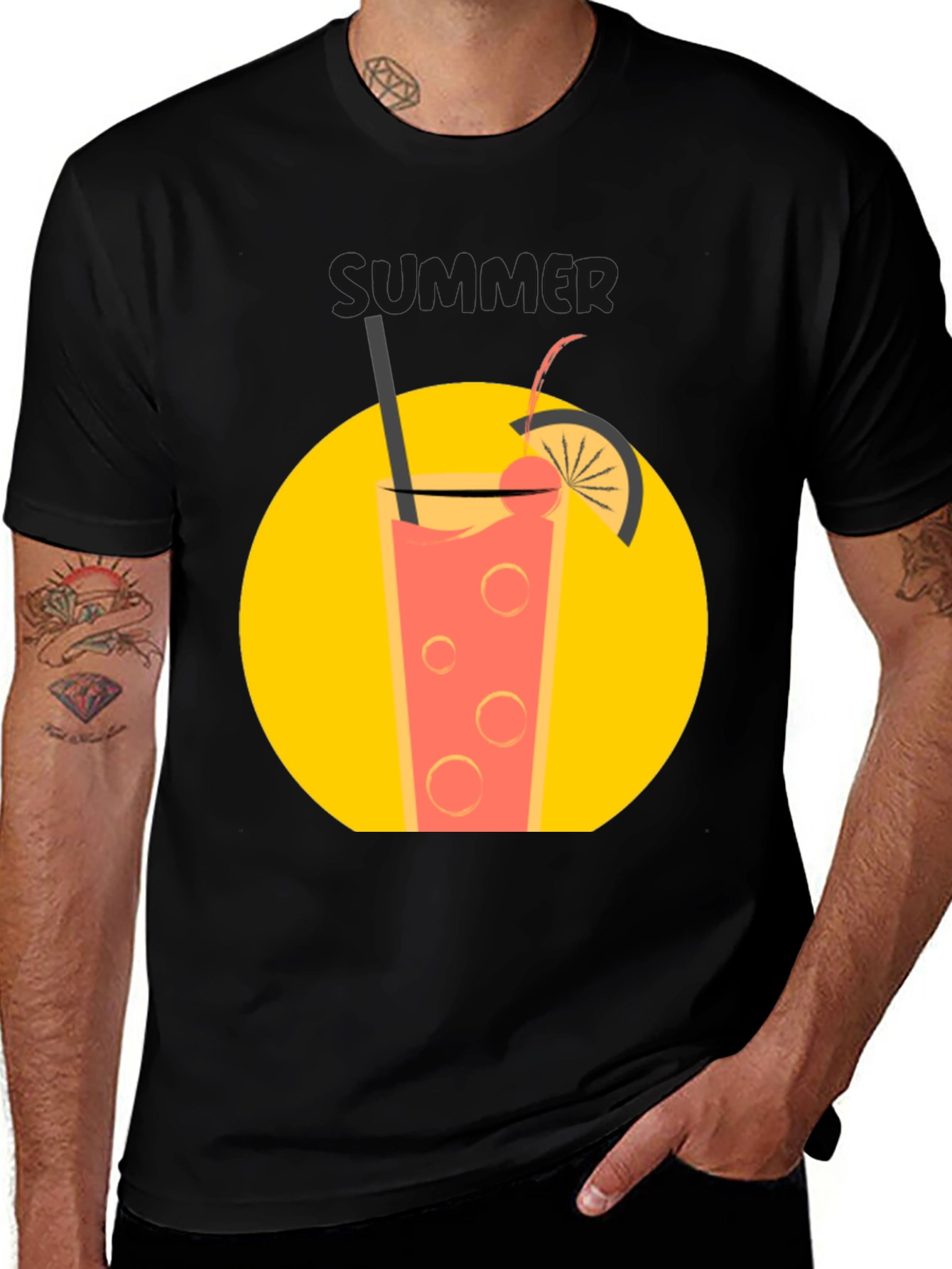 Summer Drink T-Shirt - Black Graphic Tee