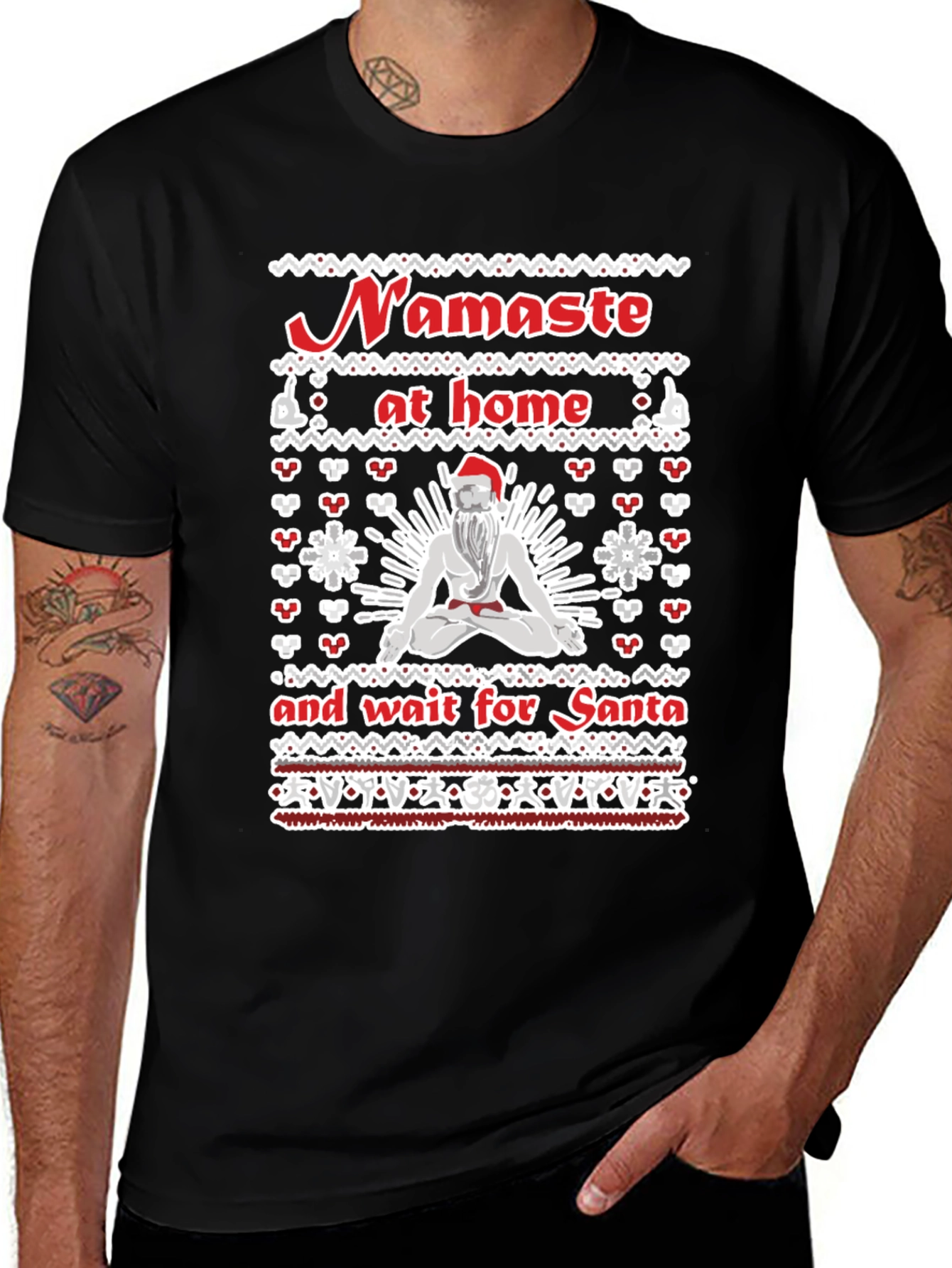 Namaste at Home Santa Yoga Christmas Graphic T-Shirt
