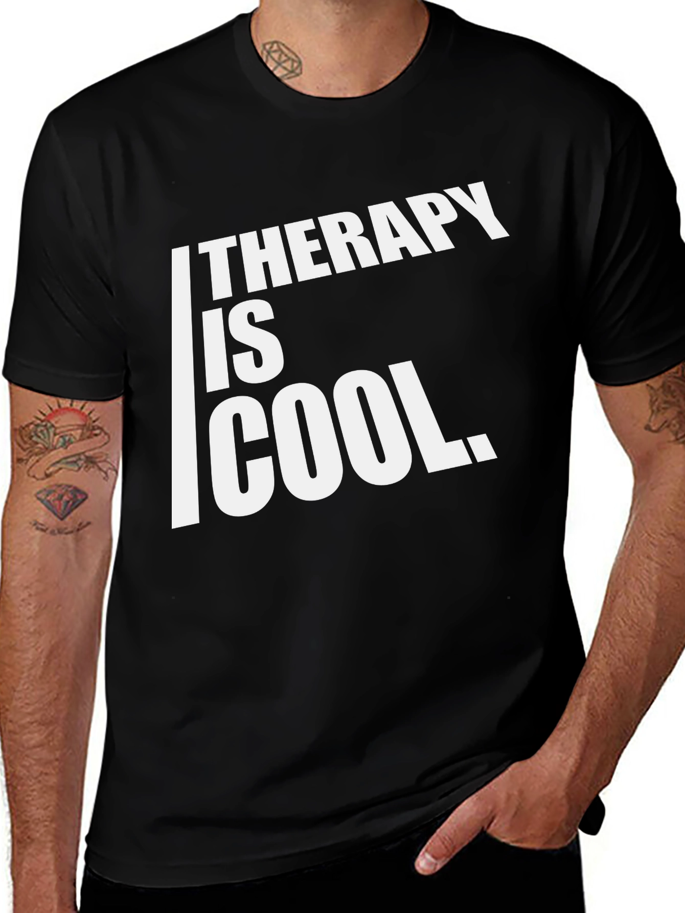 Variant 12 of Therapy Is Cool Graphic Tee - Black