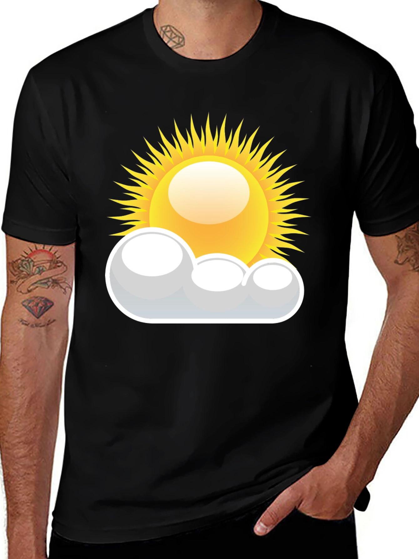 Variant 2 of Sunny Day Graphic Tee - Black Cotton T-Shirt