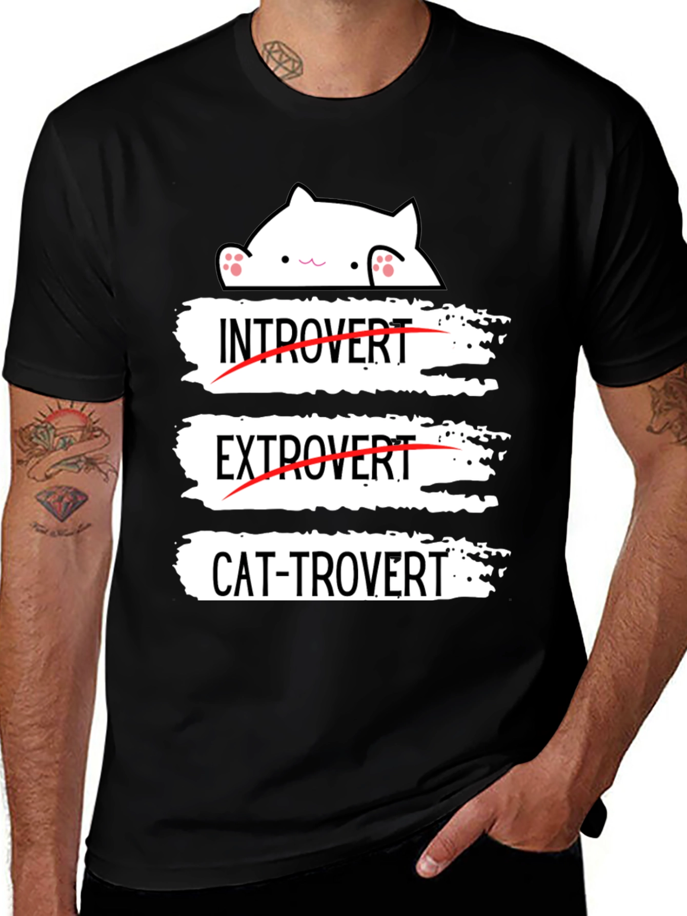 Cat-Trovert T-Shirt: Introvert Extrovert Funny Cat Lover Tee