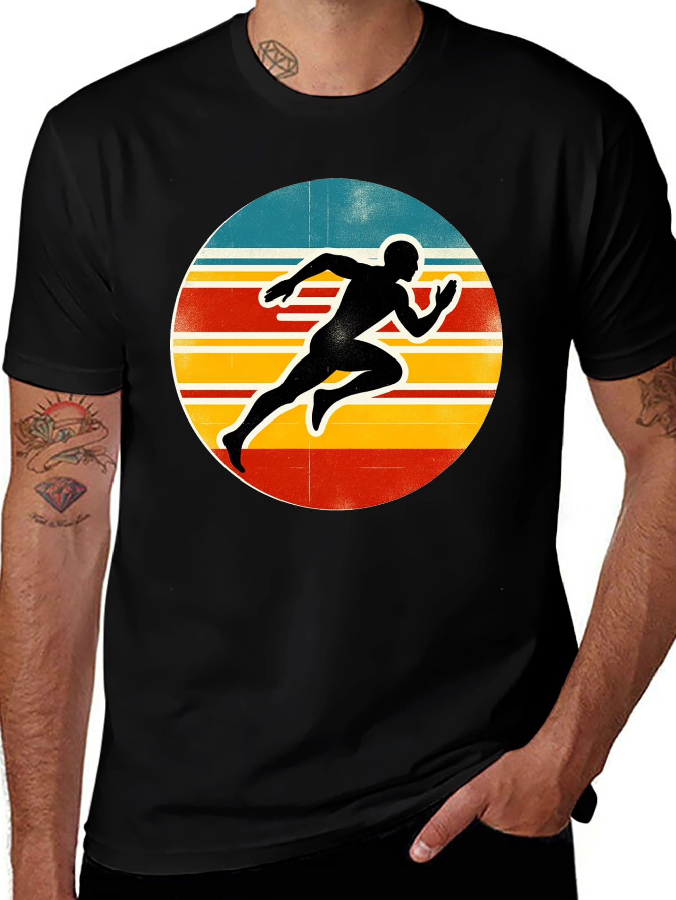 Variant 18 of Retro Runner Graphic Tee - Black
