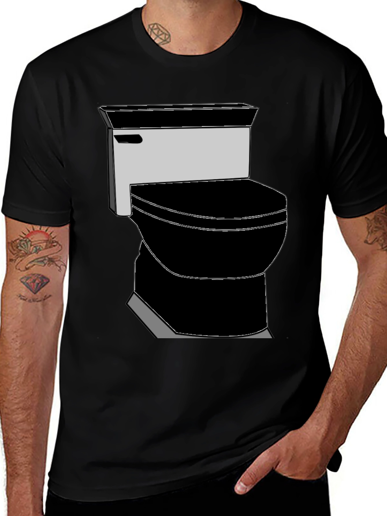 Variant 16 of Toilet Graphic Tee - Black Novelty T-Shirt