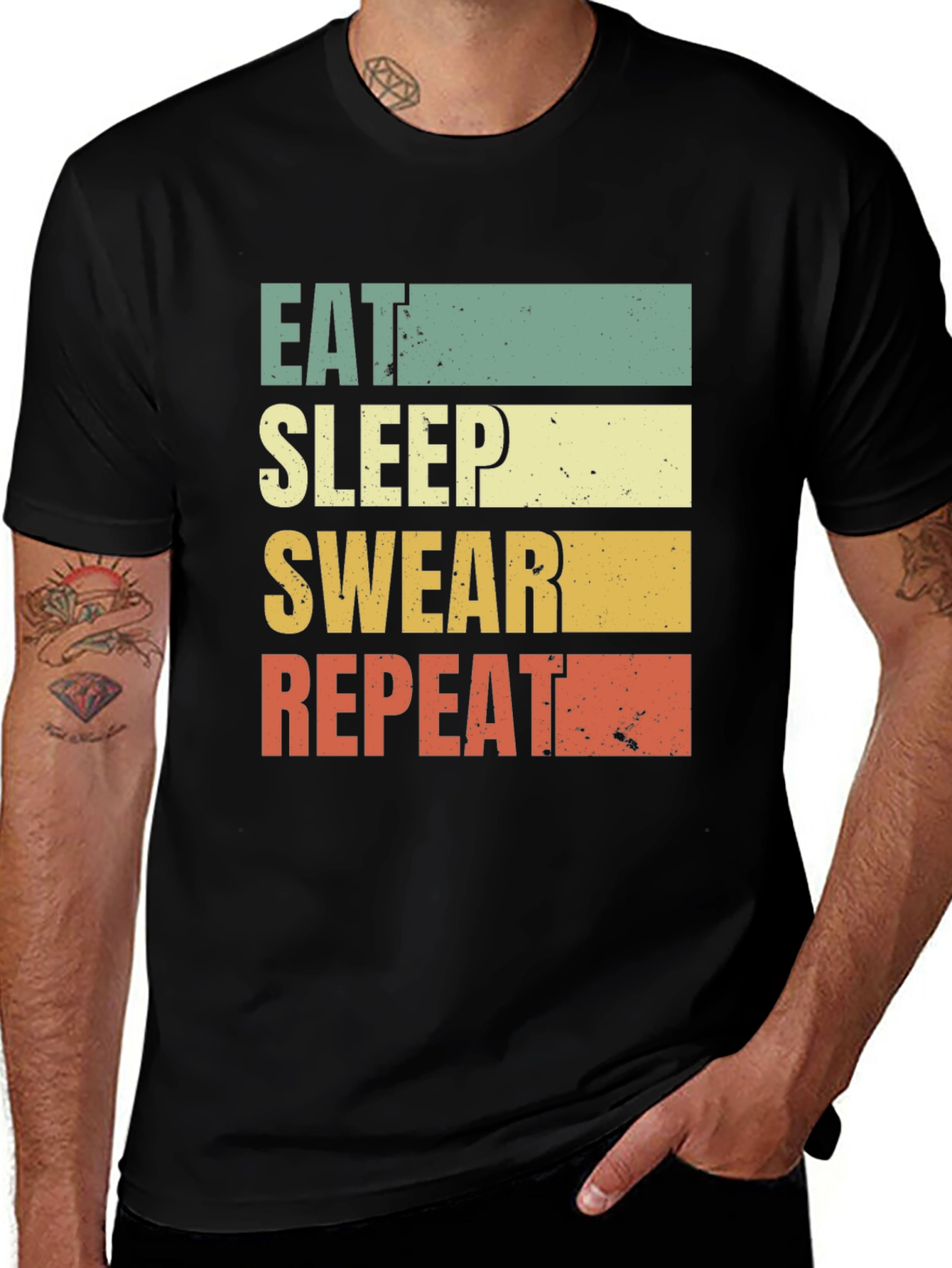 Variant 30 of Eat Sleep Swear Repeat T-Shirt - Funny Graphic Tee