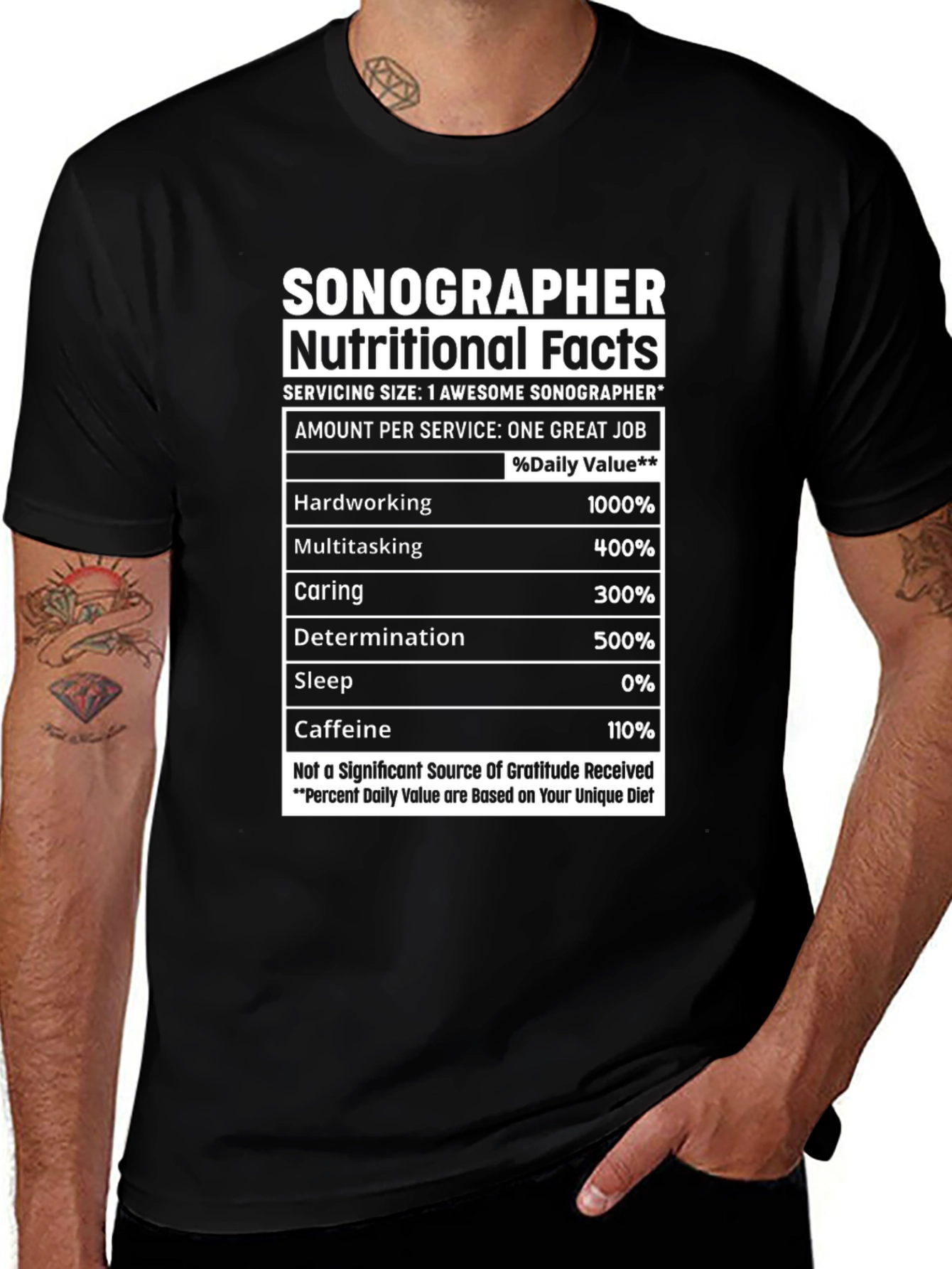 Variant 9 of Sonographer Nutritional Facts Novelty T-Shirt