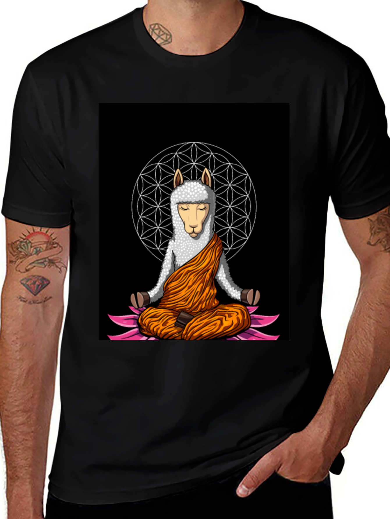 Variant 5 of Meditating Llama Graphic T-Shirt - Zen Style
