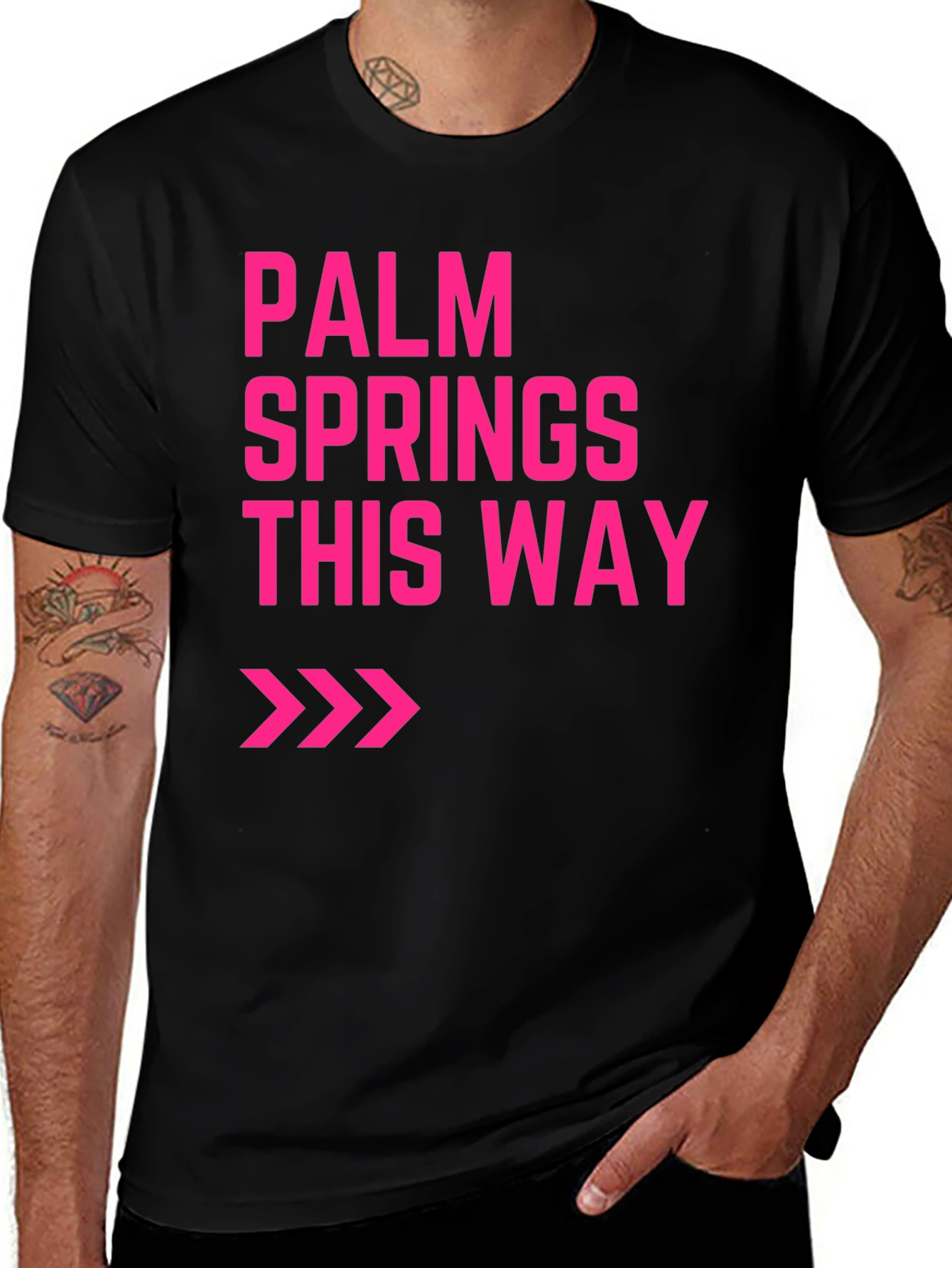 Variant 6 of Palm Springs This Way Graphic Tee - Black