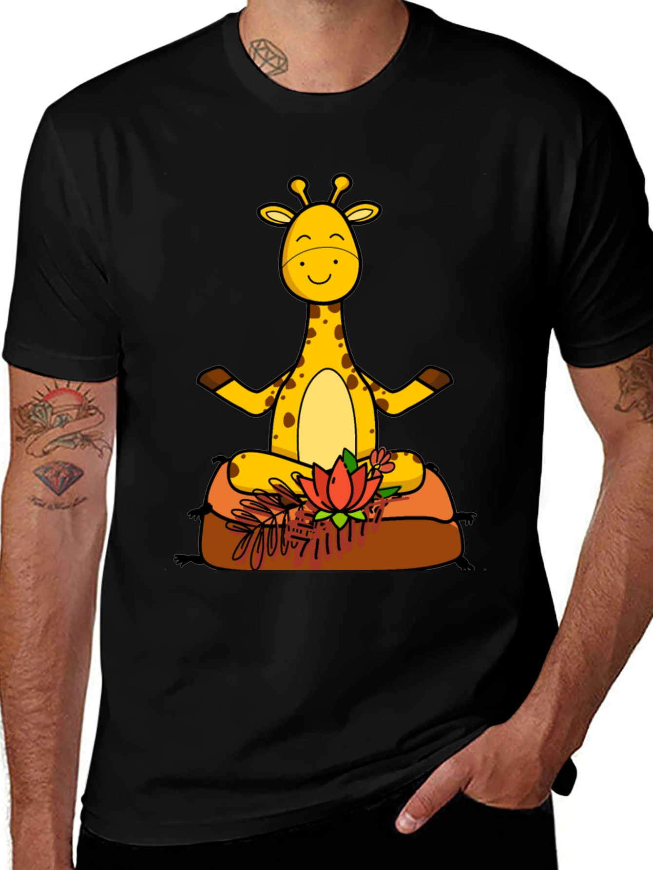 Variant 2 of Yoga Giraffe Black T-Shirt