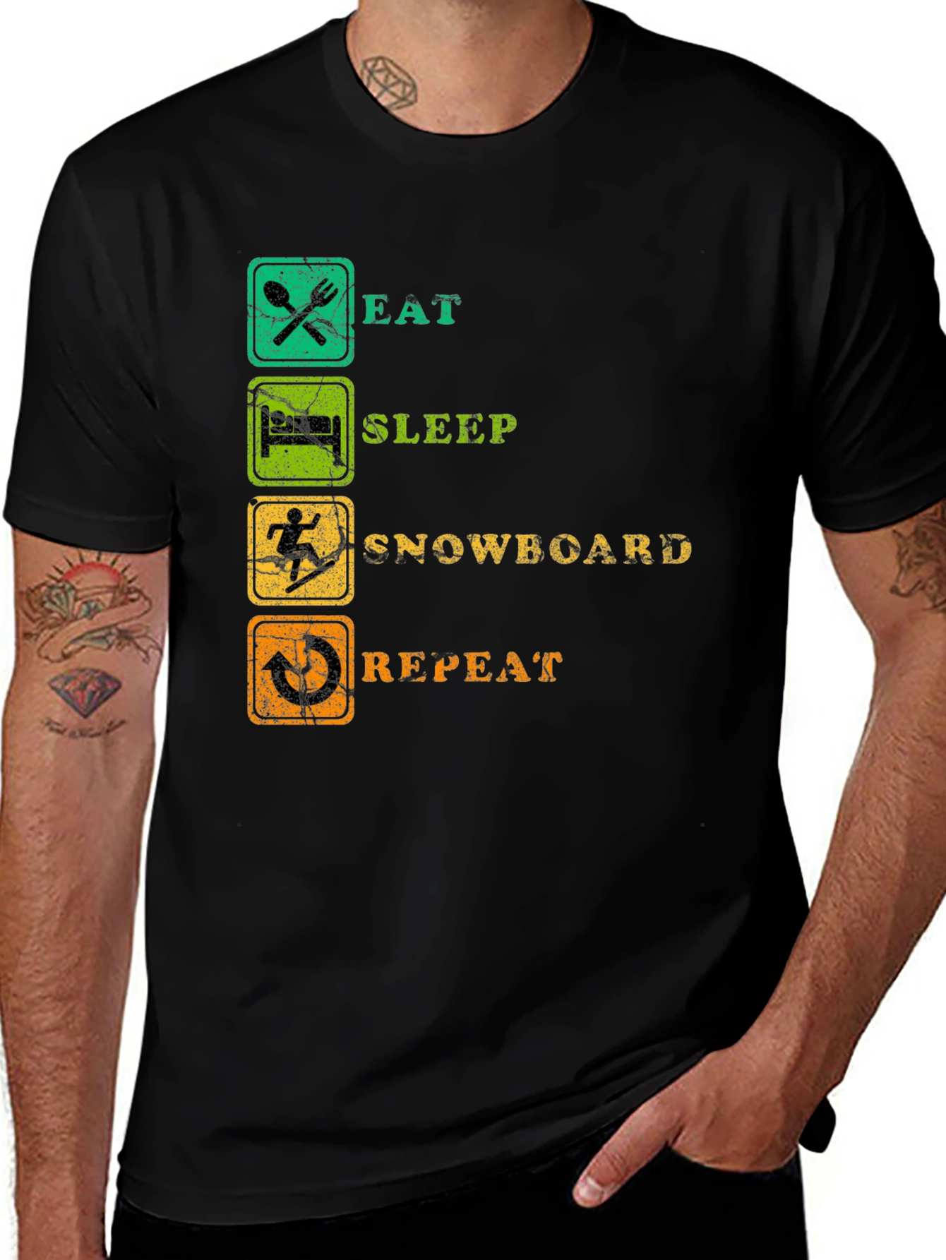 Variant 23 of Eat Sleep Snowboard Repeat T-Shirt