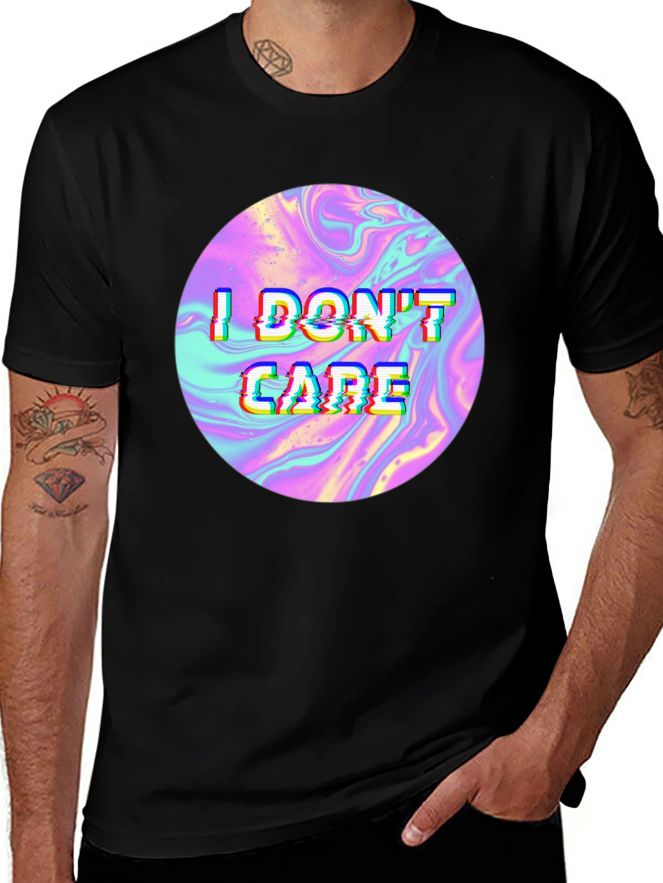 Variant 18 of I Don't Care Holographic T-Shirt