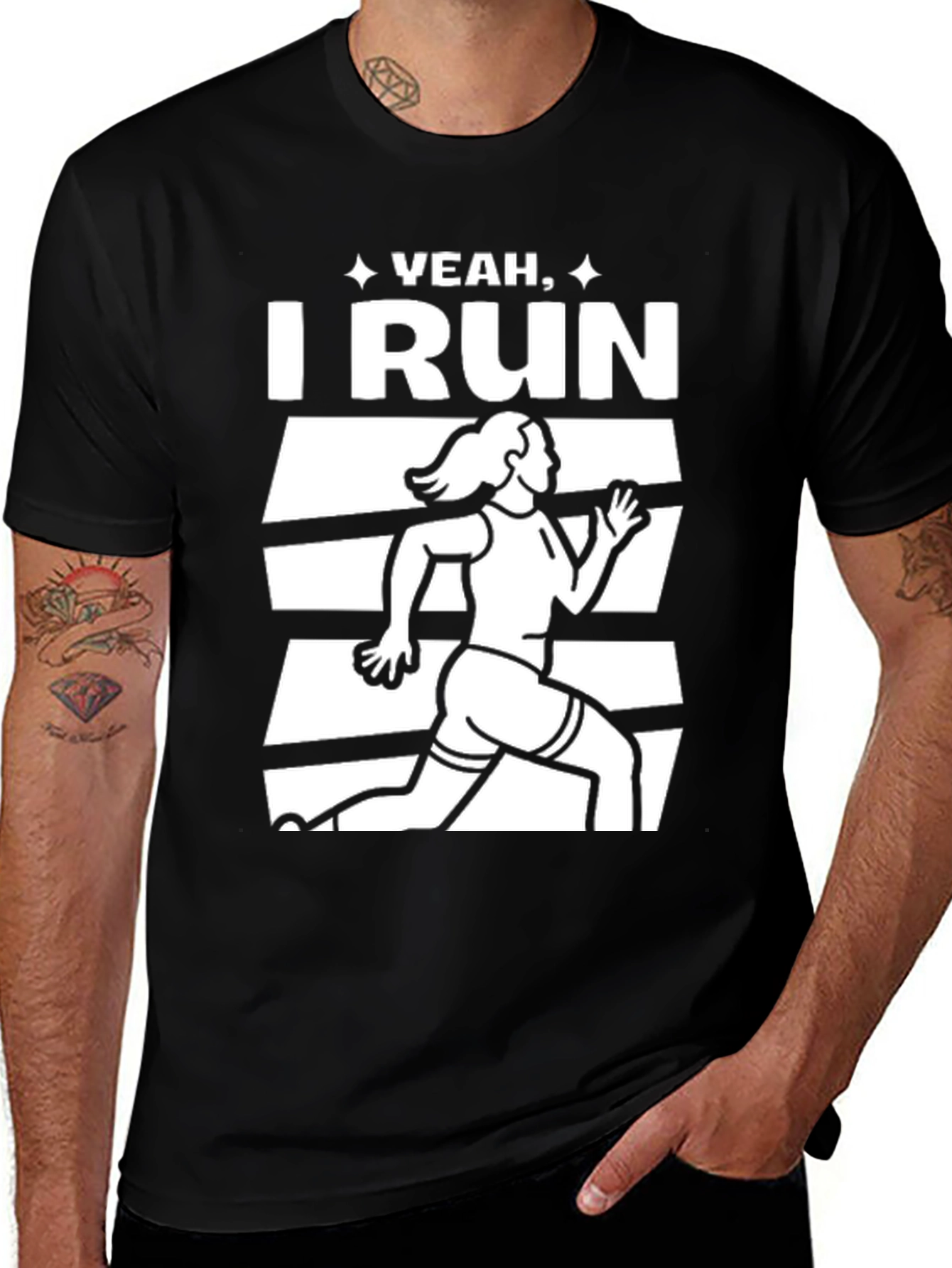Variant 7 of Yeah, I Run Black Graphic Tee