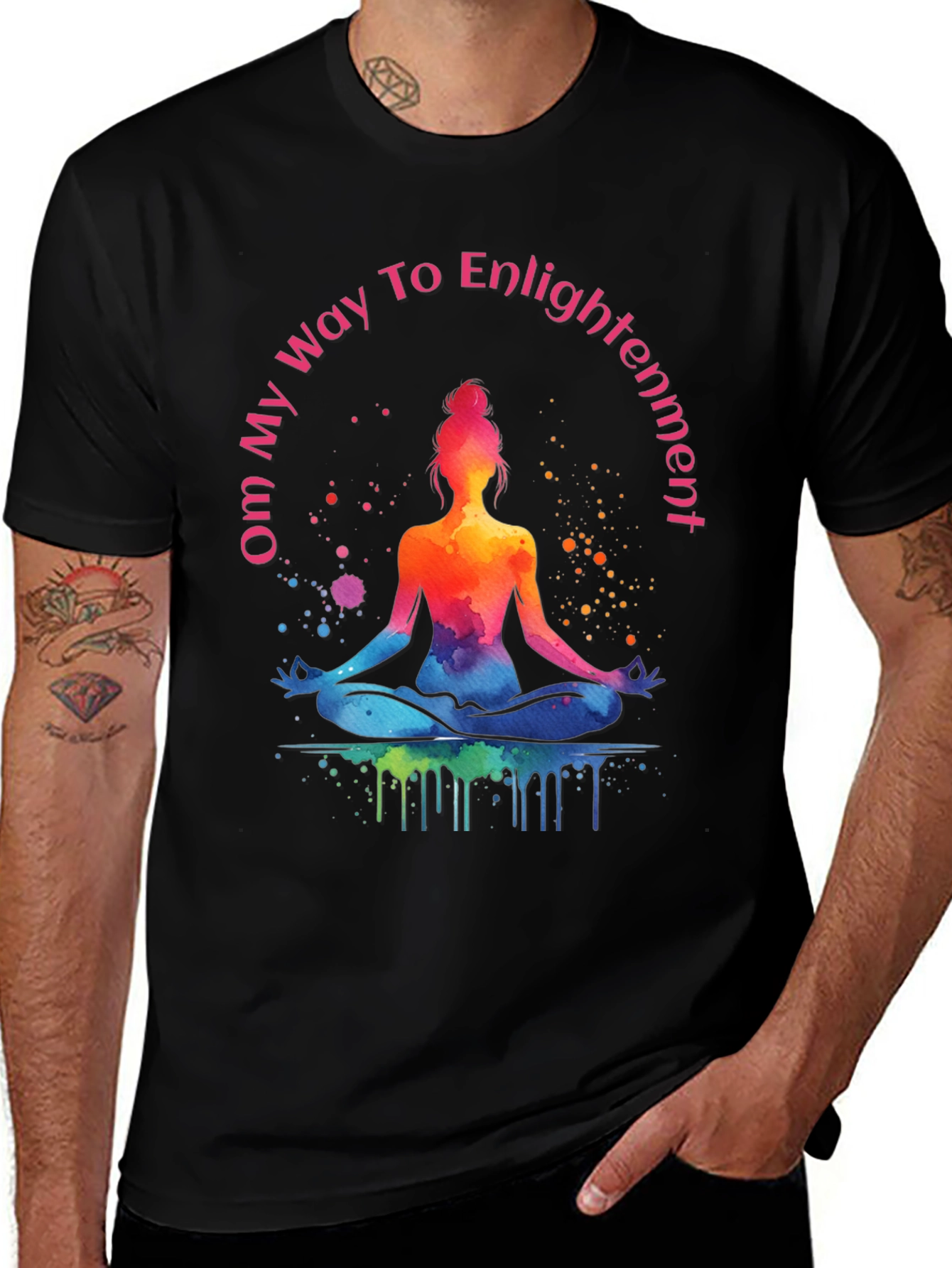 Variant 24 of Om Way To Enlightenment T-Shirt - Meditating Yoga Tee